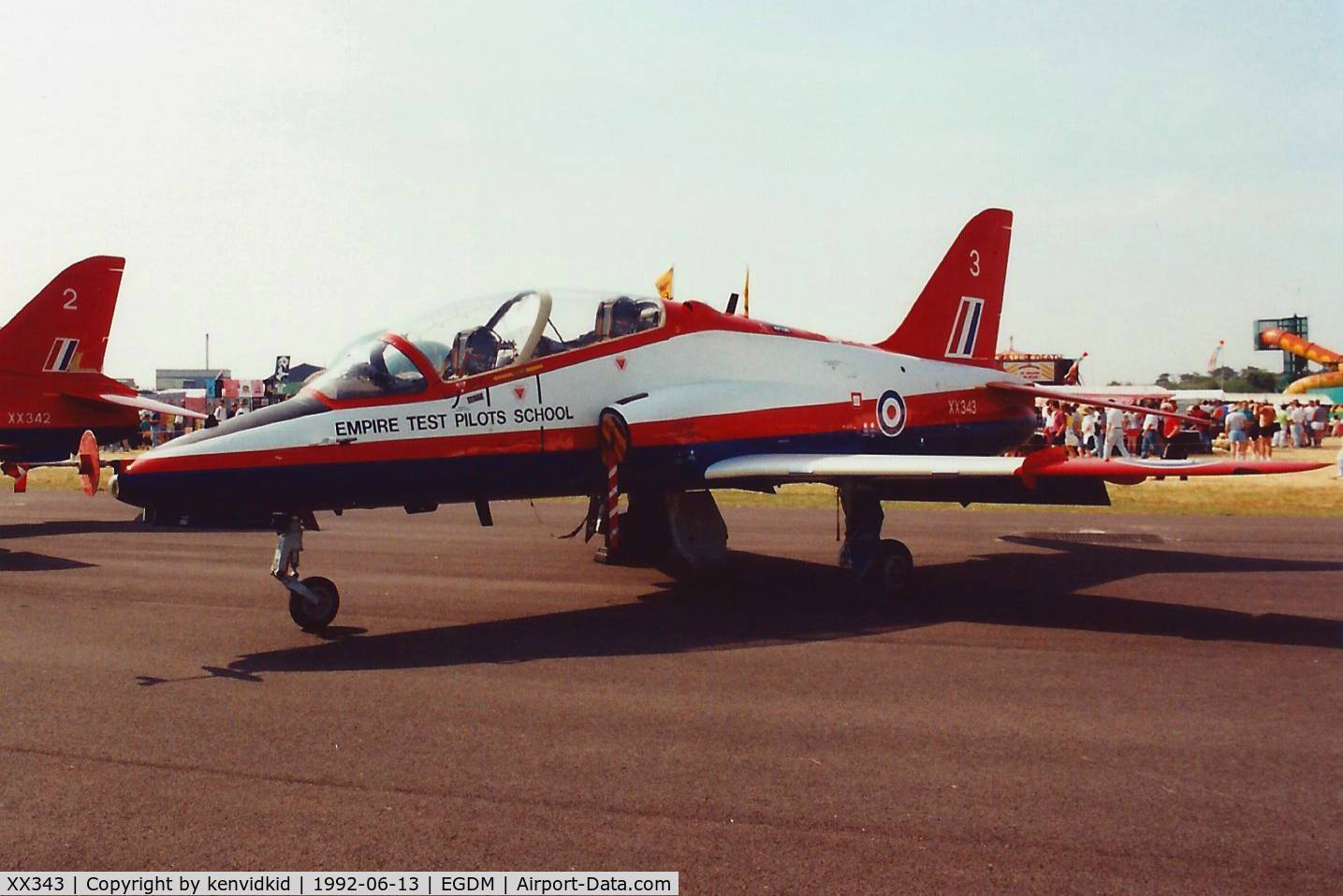 XX343, 1981 Hawker Siddeley Hawk T.1 C/N 192/312167, At Boscombe Down, scanned from print.