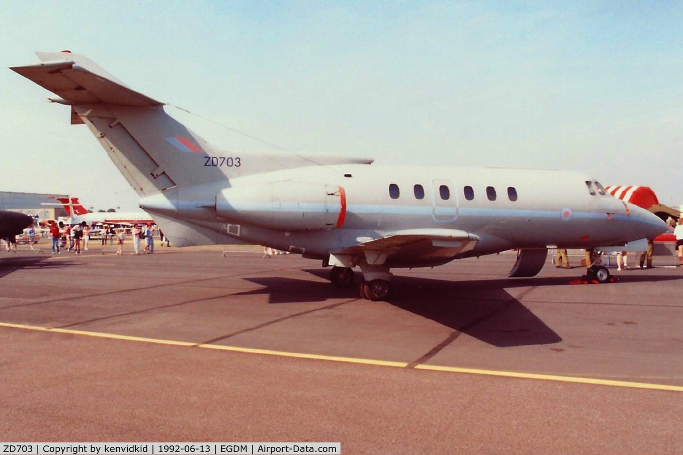 ZD703, British Aerospace BAe-125 CC.3 C/N 257183, At Boscombe Down, scanned from print.
