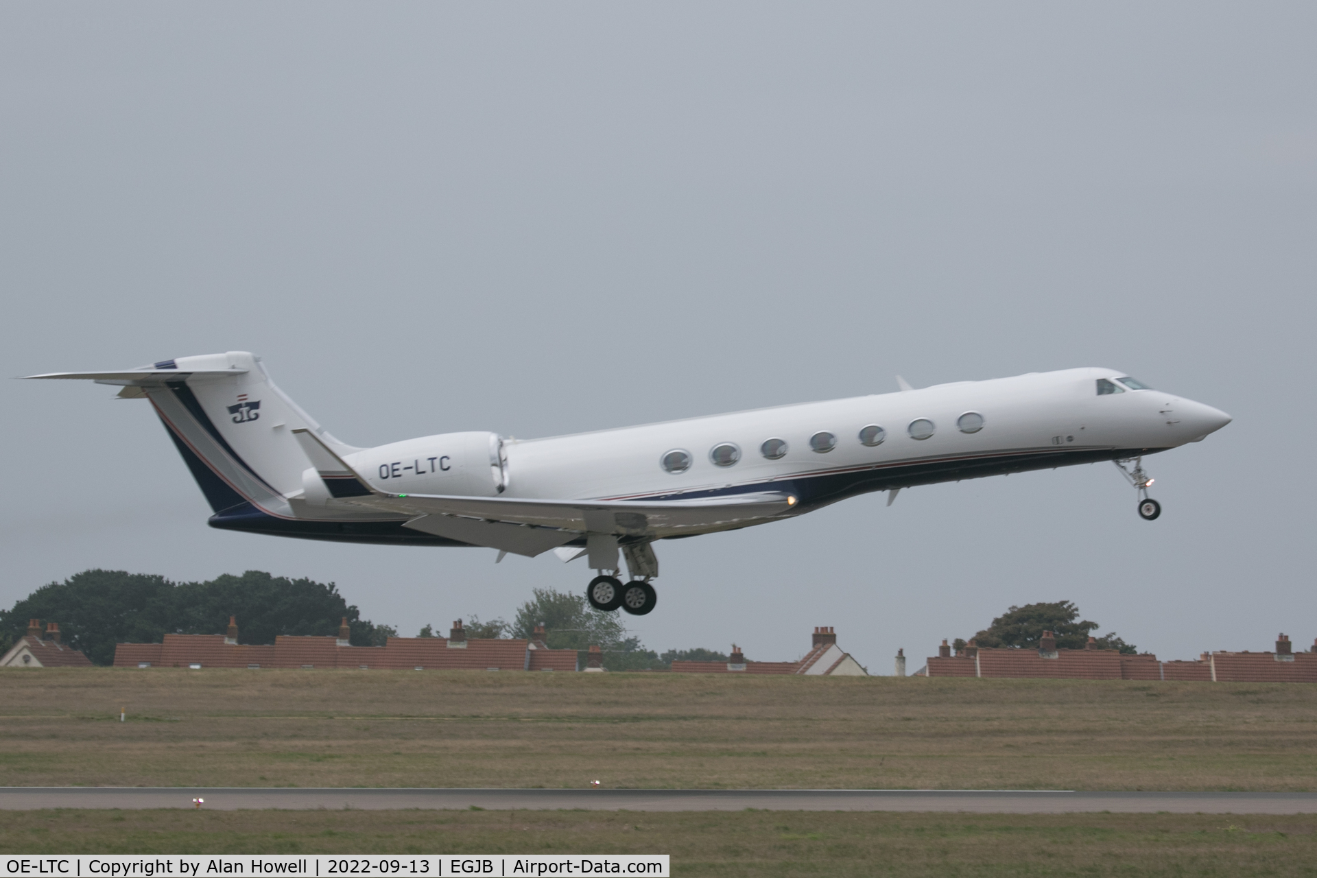 OE-LTC, 2013 Gulfstream Aerospace GV-SP (G550) C/N 5452, Departing Guernsey