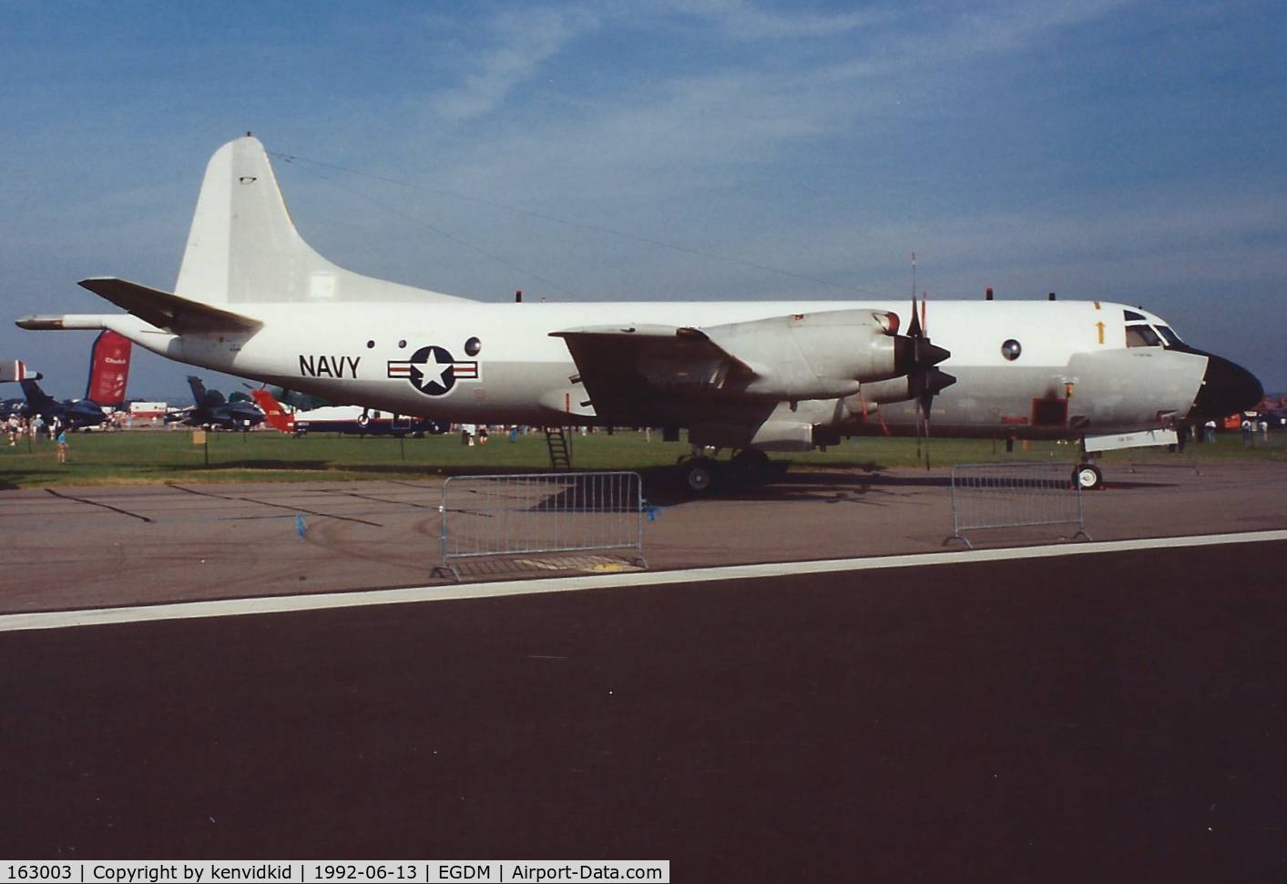 163003, 1987 Lockheed P-3C-230-LO (AIP+) Orion C/N 285G-5810, At Boscombe Down, scanned from print.