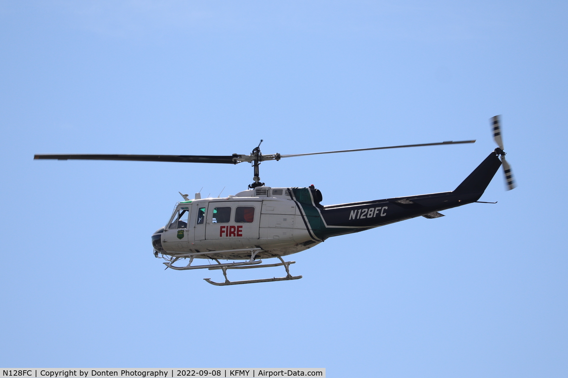 N128FC, Bell UH-1H Iroquois C/N 12136 (69-15848), Forestry 28 departs the south ramp at Page Field