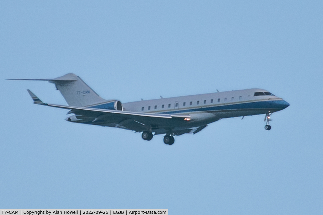T7-CAM, 2015 Bombardier BD-700-1A10 Global 6000 C/N 9698, Long distance shot on approach to Guernsey, arriving from Biggin Hill