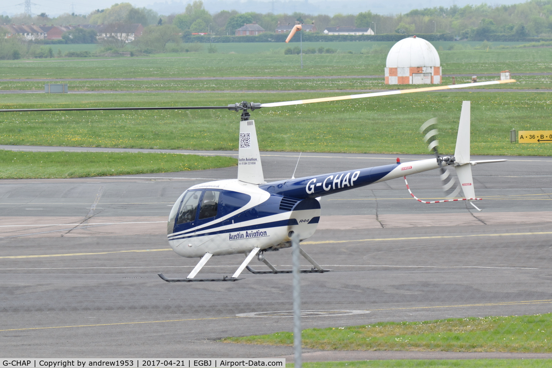 G-CHAP, 1997 Robinson R44 Astro C/N 0326, G-CHAP at Gloucestershire Airport.
