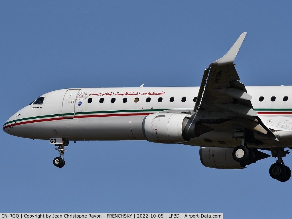 CN-RGQ, 2014 Embraer 190AR (ERJ-190-100IGW) C/N 19000682, Royal Air Maroc AT612/RAM612G from Marrakech RAK landing runway 29