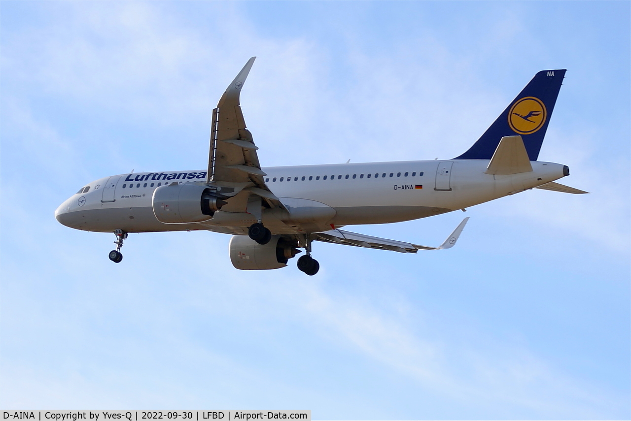D-AINA, 2015 Airbus A320-271N C/N 6801, Airbus A320-271N, On final rwy 23, Bordeaux Mérignac airport (LFBD-BOD)
