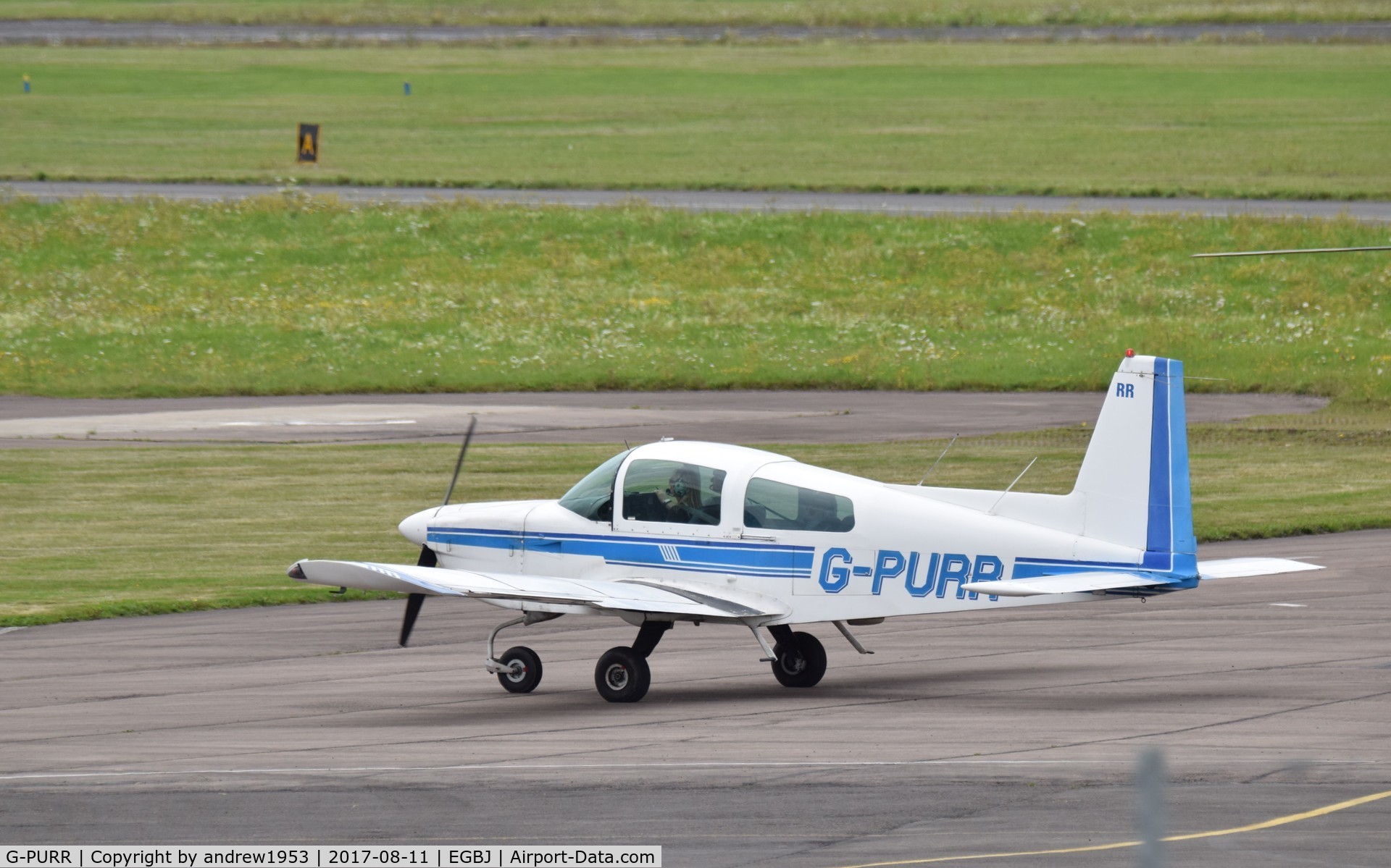 G-PURR, 1978 Grumman American AA-5A Cheetah C/N AA5A-0794, G-PURR at Gloucestershire Airport.