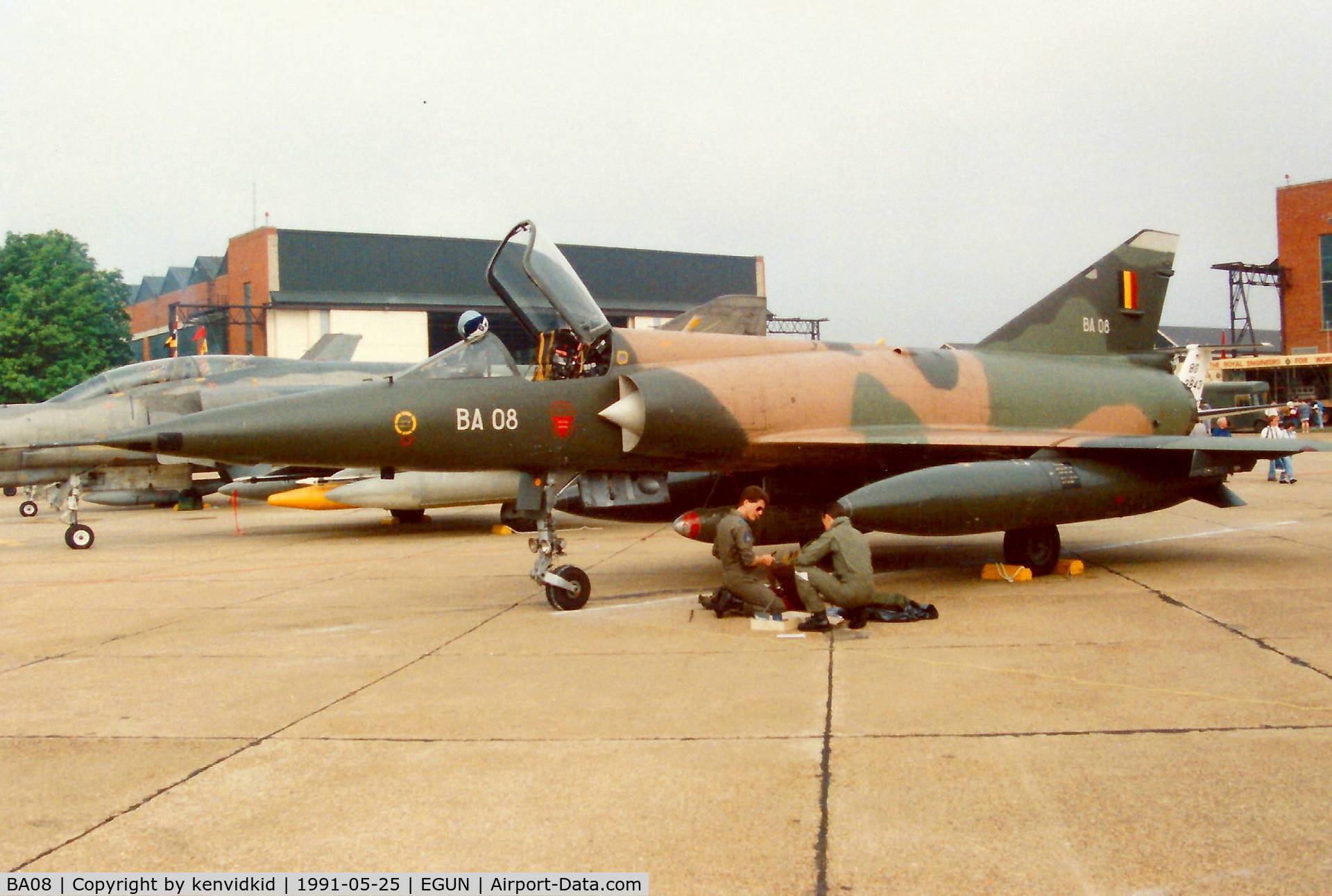 BA08, SABCA Mirage 5BA C/N 08, At the 1991 Mildenhall Air Fete. Scanned from print.