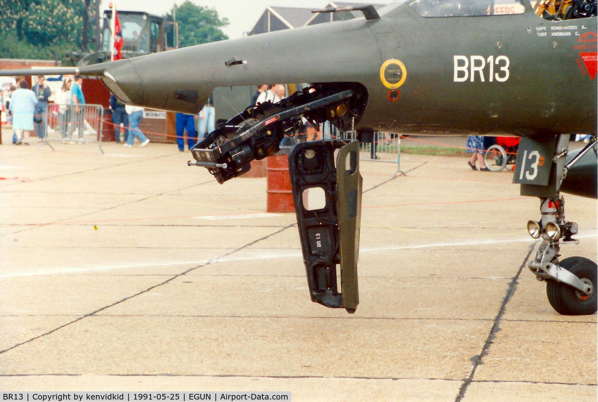 BR13, SABCA Mirage 5BR C/N 313, At the 1991 Mildenhall Air Fete. Scanned from print.