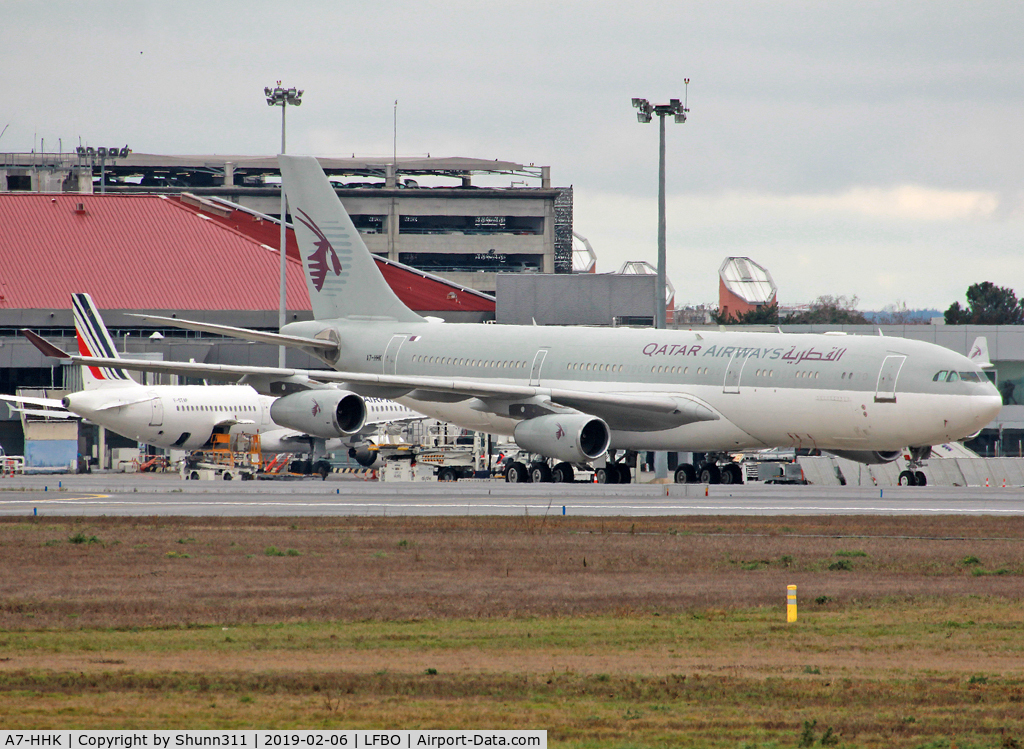 A7-HHK, 1993 Airbus A340-211 C/N 026, Parked at the Cargo area...