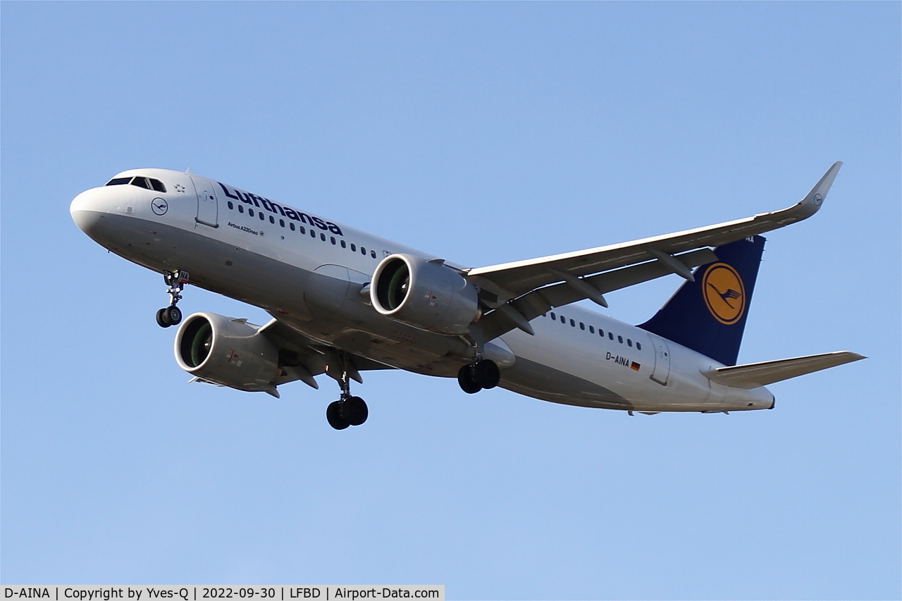D-AINA, 2015 Airbus A320-271N C/N 6801, Airbus A320-271N, Short approach rwy 23, Bordeaux Mérignac airport (LFBD-BOD)
