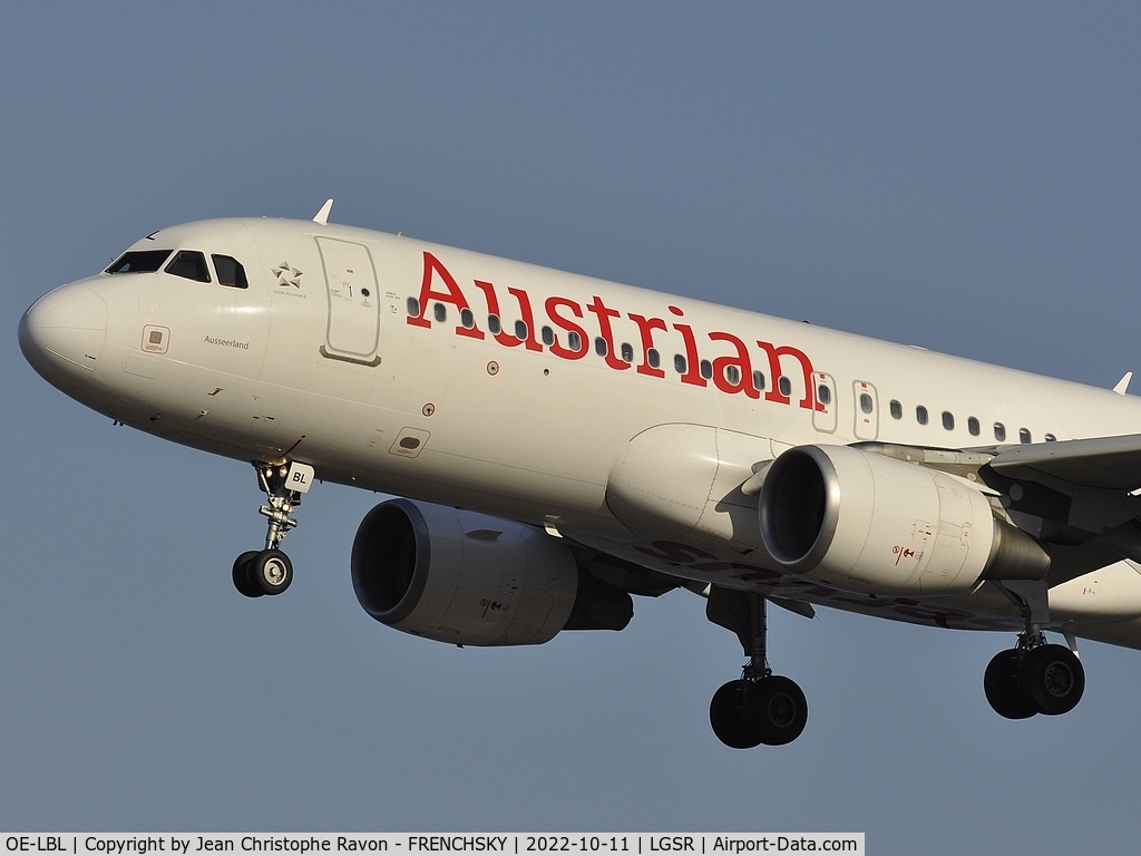 OE-LBL, 2003 Airbus A320-214 C/N 2009, Austrian OS9037/AUA97K landing from Vienna