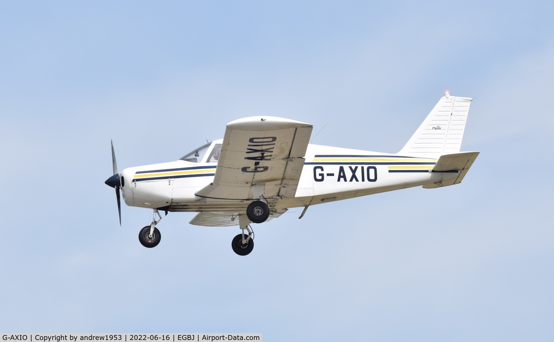 G-AXIO, 1969 Piper PA-28-140 Cherokee C/N 28-25764, G-AXIO at Gloucestershire Airport.