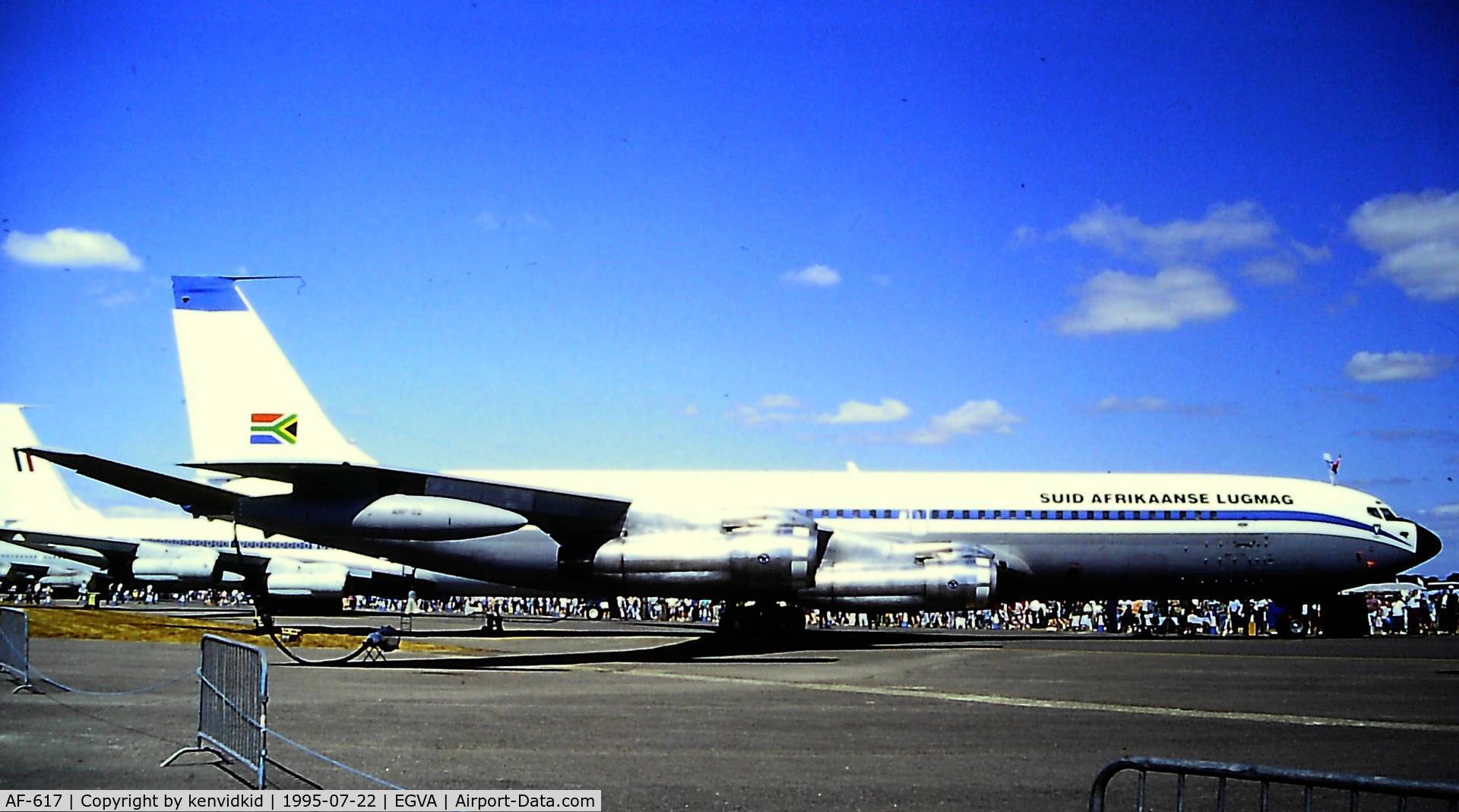 AF-617, 1967 Boeing 707-328C C/N 19723, At the 1995 Fairford International Air Tattoo, scanned from slide.