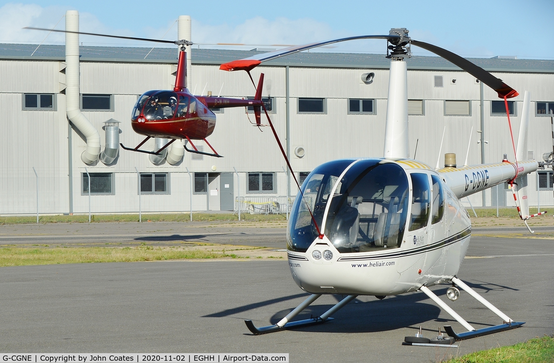 G-CGNE, 2010 Robinson R44 Raven II C/N 12952, At Bliss Avn. with G-NJNH