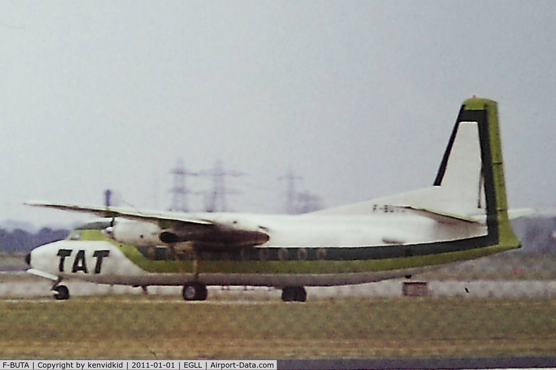 F-BUTA, 1963 Fokker F-27-200 Friendship C/N 10229, At Heathrow. Copied from slide.