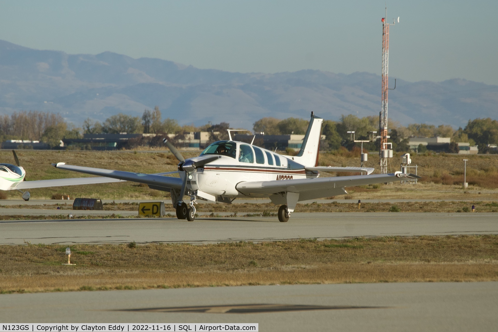 N123GS, 1979 Beech A36 Bonanza 36 C/N E-1464, San Carlos Airport in Califonia 2022.