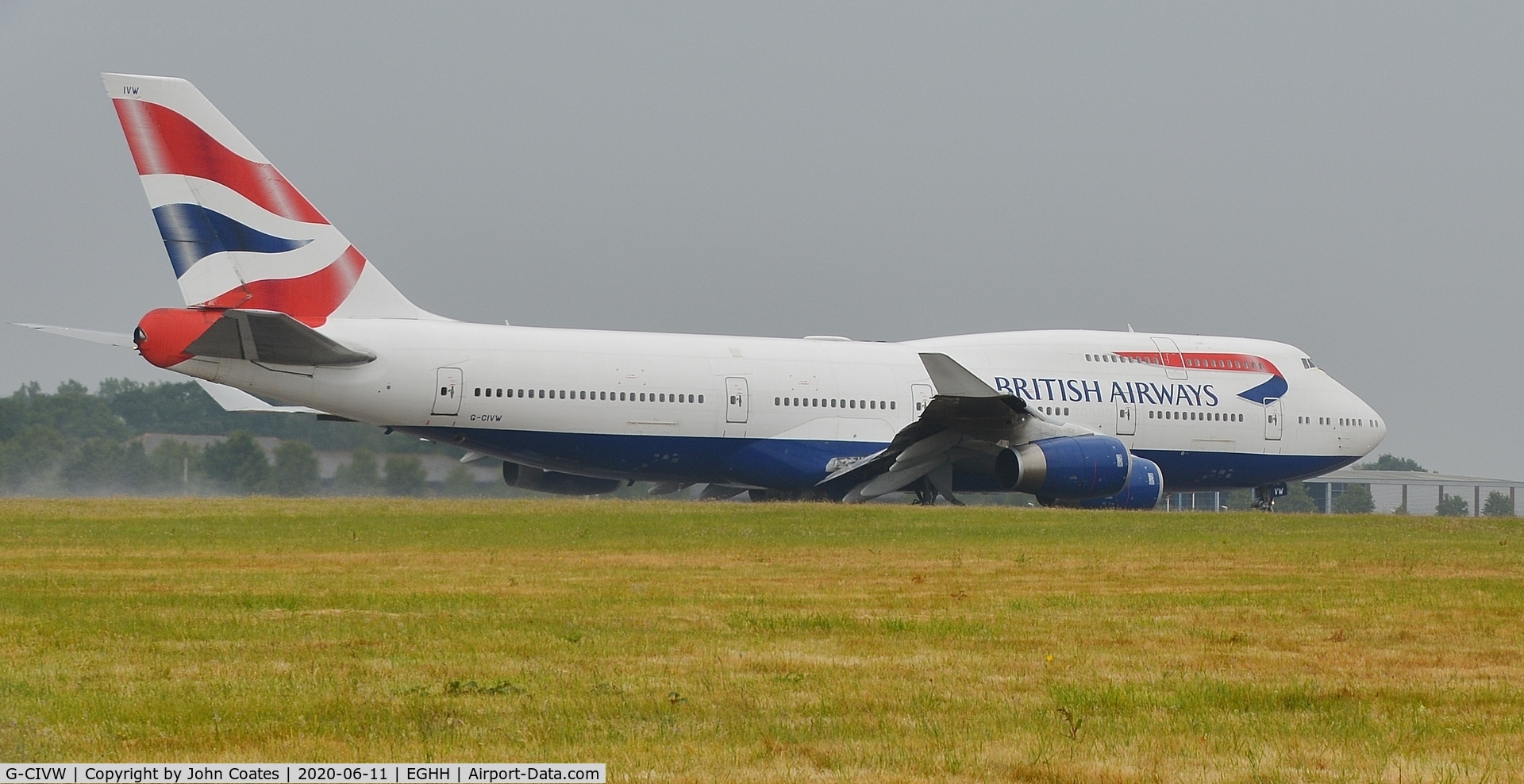 G-CIVW, 1998 Boeing 747-436 C/N 25822, Backtracking to apron on arrival