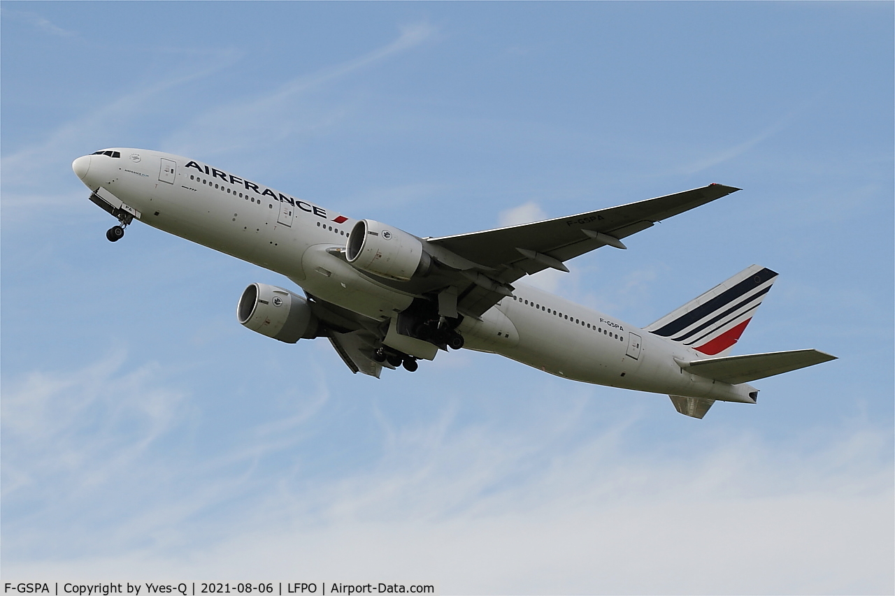 F-GSPA, 1998 Boeing 777-228/ER C/N 29002, Boeing 777-228, Taking off rwy 24, Paris-Orly Airport (LFPO-ORY)