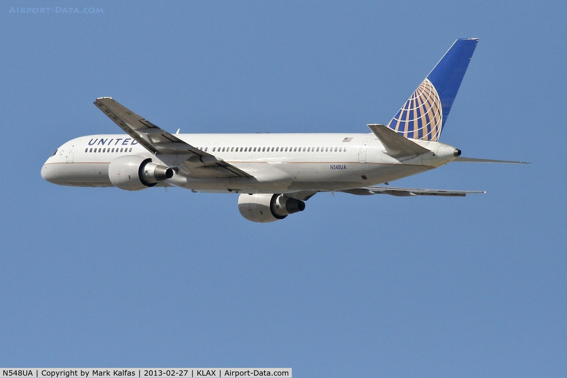 N548UA, 1992 Boeing 757-222 C/N 25396, United B752, N548UA departing 25R LAX