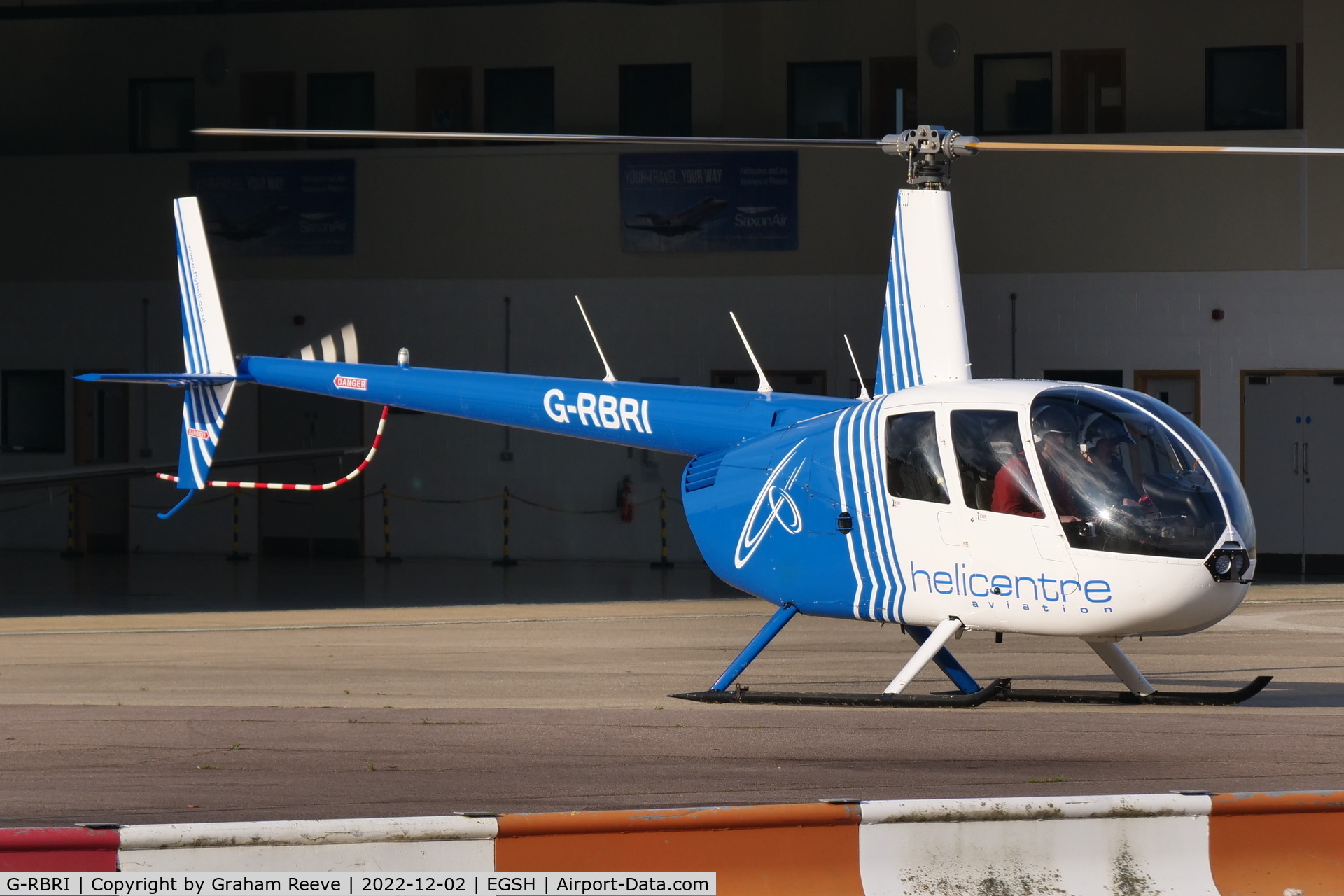 G-RBRI, 2007 Robinson R44 Raven II C/N 11963, About to depart from Norwich.