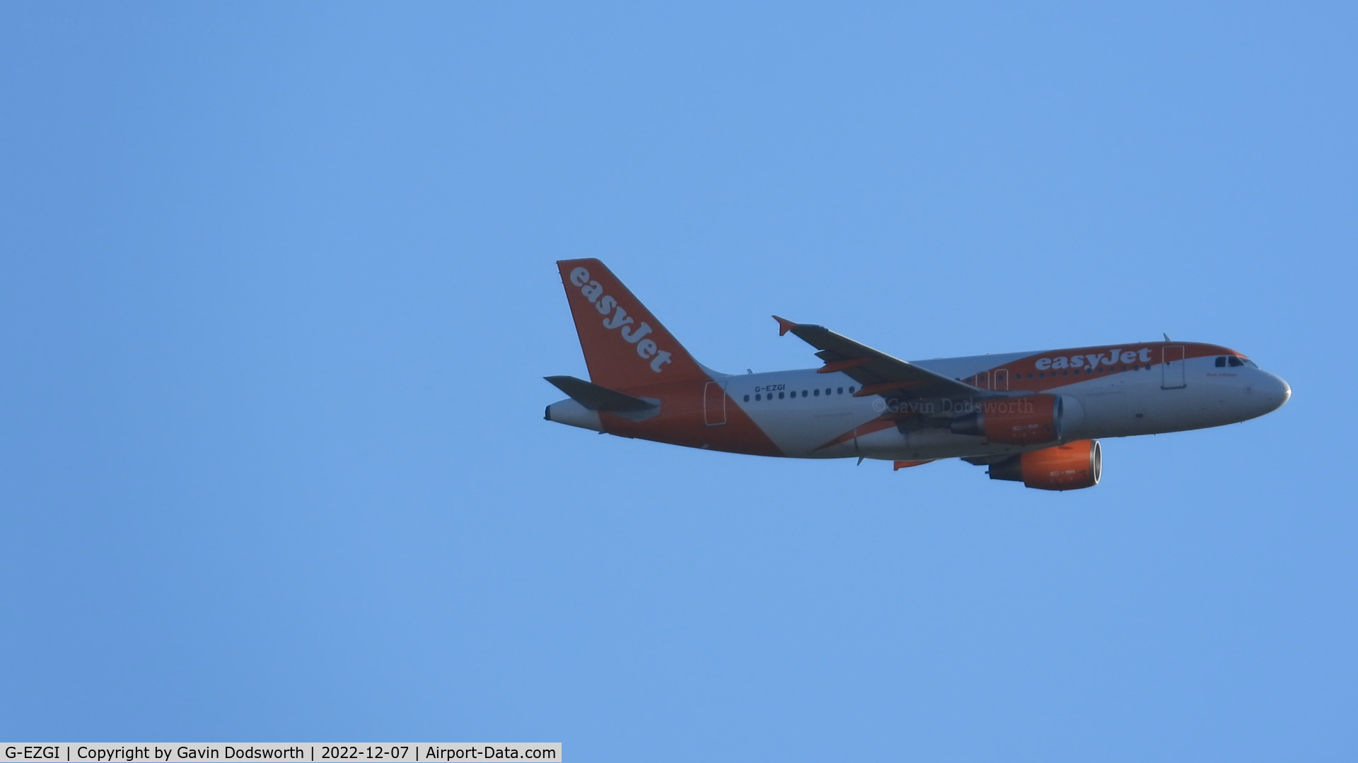 G-EZGI, 2011 Airbus A319-111 C/N 4693, Over Darlington on December 7th 2022 whilst on crew training at Teesside Airport