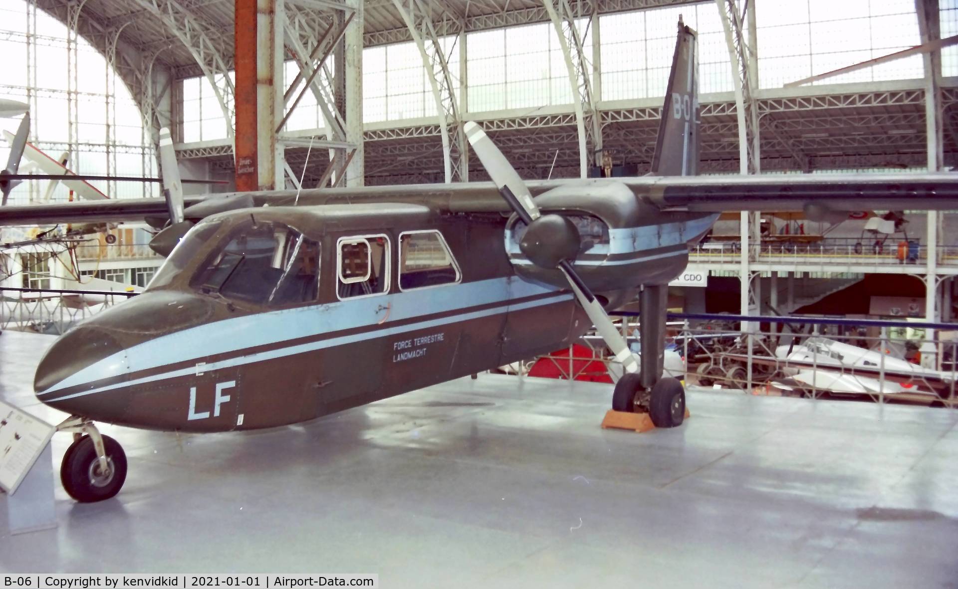 B-06, 1976 Britten-Norman BN-2A-21 Islander C/N 510, At the Brussels Aviation Museum in 2000.