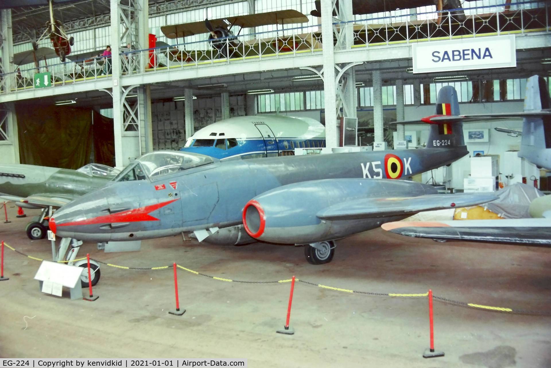 EG-224, 1952 Gloster Meteor F.8 C/N M1, At the Brussels Aviation Museum in 2000.