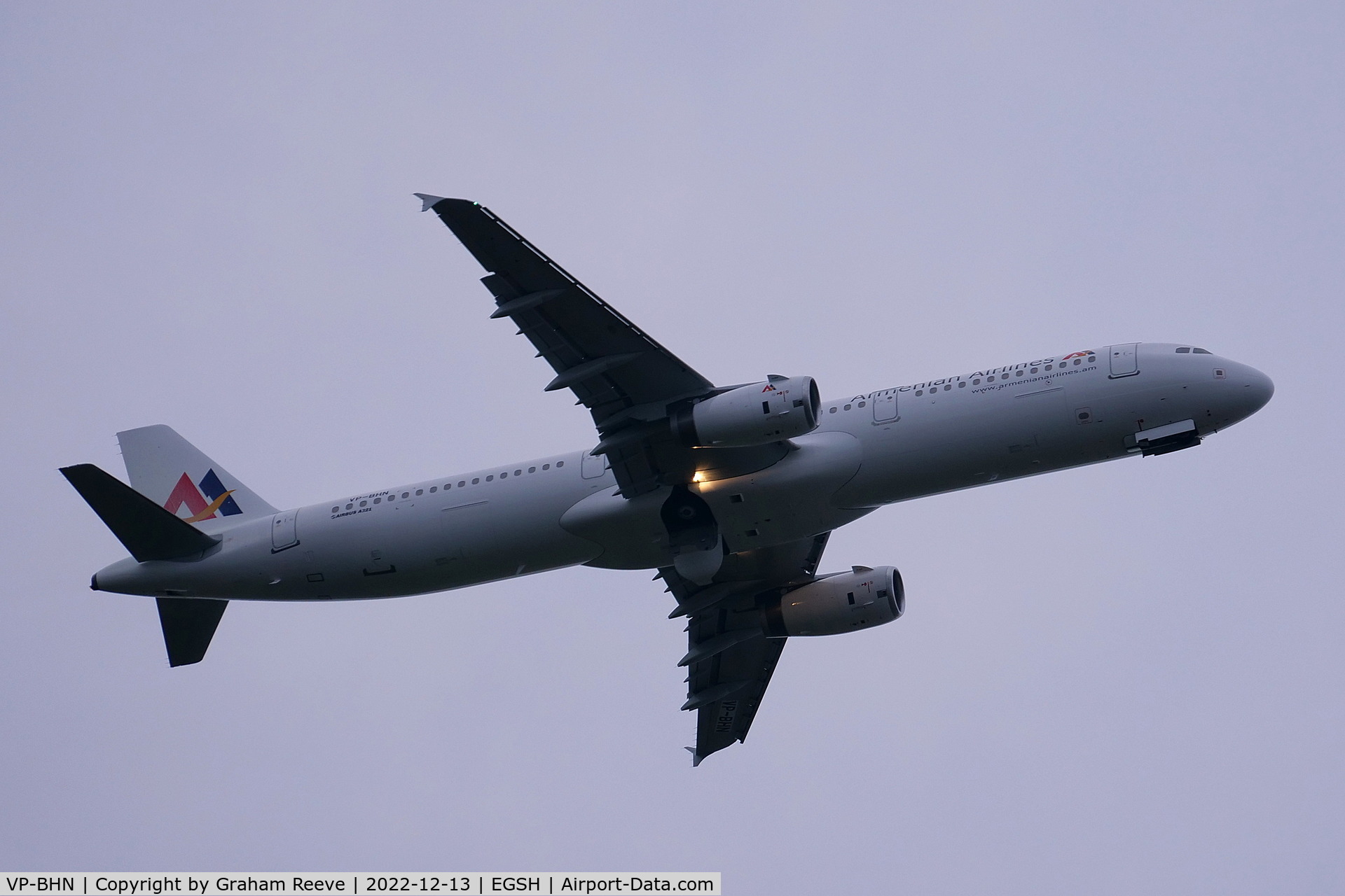 VP-BHN, 2007 Airbus A321-231 C/N 3106, Departing from Norwich after a re-spray.