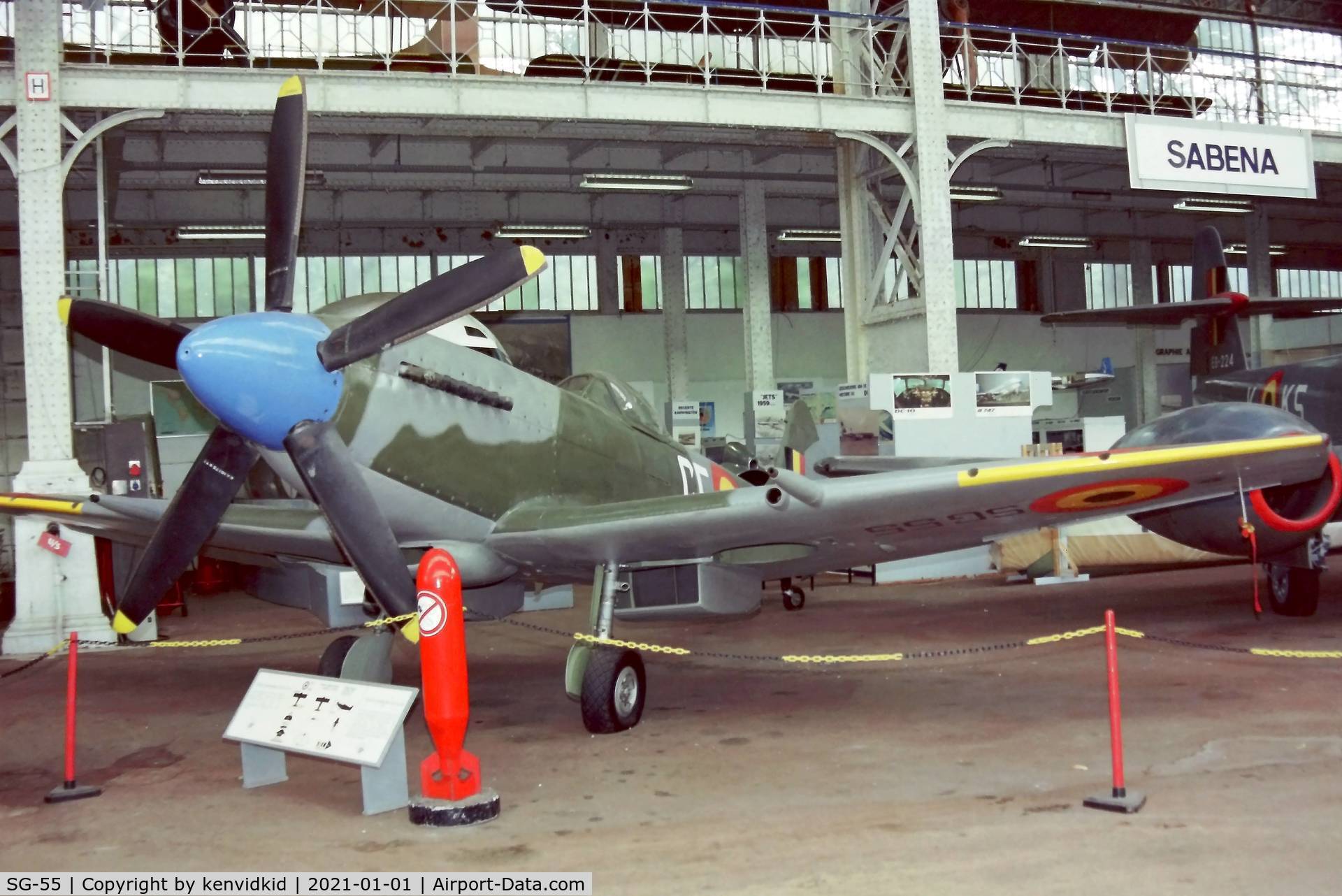 SG-55, 1948 Supermarine 379 Spitfire FR.14C C/N 6S/649170, At the Brussels Aviation Museum in 2000.