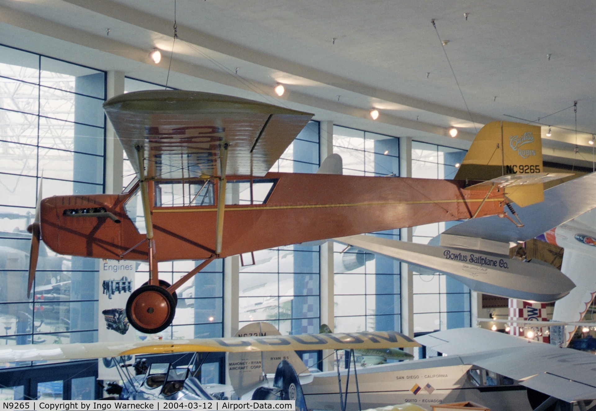 N9265, 1929 Curtiss-Wright Robin C/N 329, Curtiss Robin B-1 at the San Diego Air and Space Museum, San Diego CA