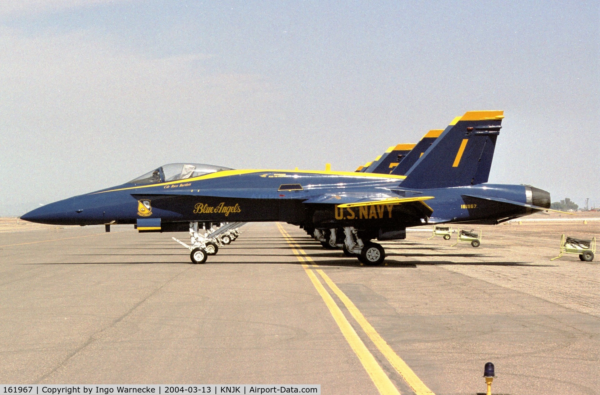 161967, McDonnell Douglas F/A-18A Hornet C/N 0183/A144, McDonnell Douglas F/A-18A Hornet of the US Navy 'Blue Angels' display team at the 2004 airshow at El Centro NAS, CA