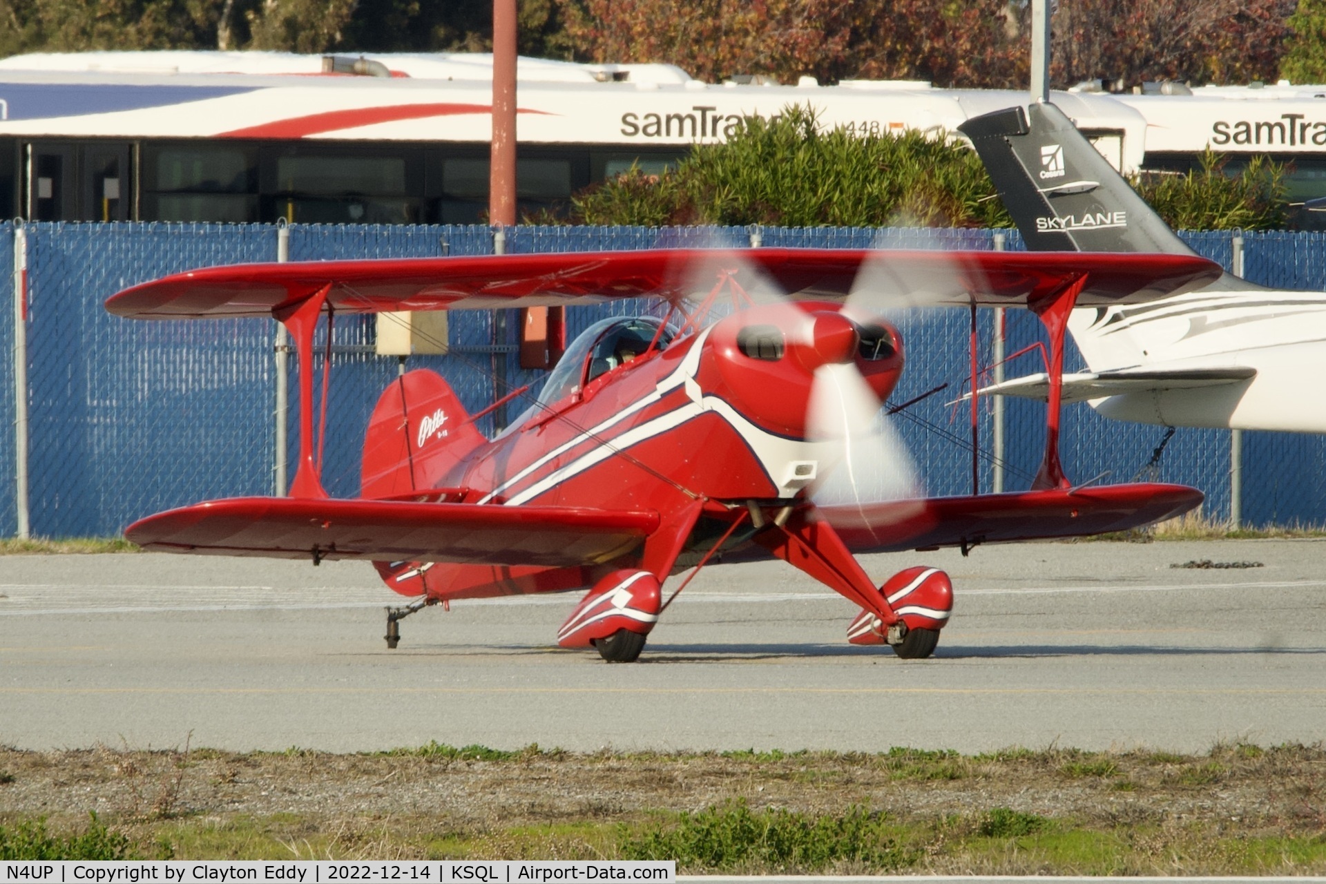 N4UP, 1982 Bill Rose Pitts Special S-1E C/N 735H, San Carlos Airport in California 2022.