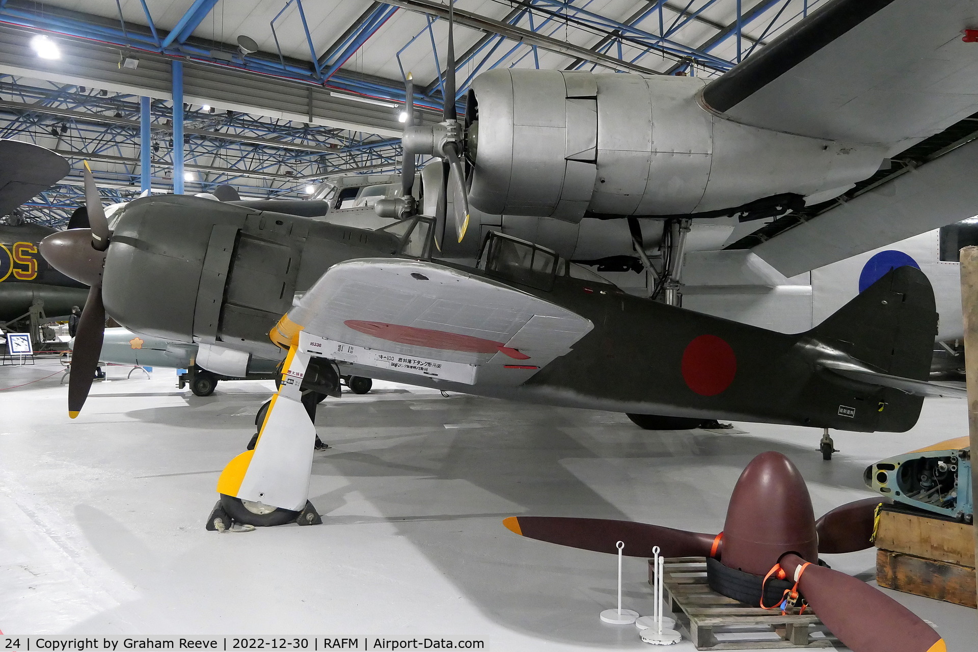 24, 1944 Kawasaki Ki 100-1B C/N 16336, On display at the RAF Museum, Hendon.