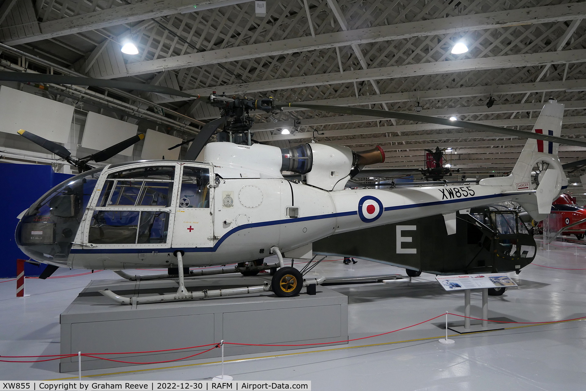 XW855, 1973 Westland SA-341D Gazelle HT3 C/N WA1050, On display at the RAF Museum, Hendon.