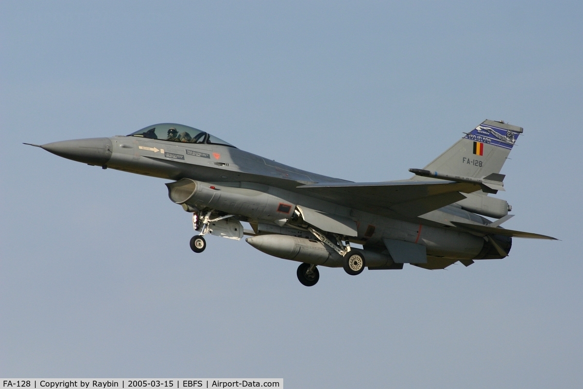 FA-128, SABCA F-16AM Fighting Falcon C/N 6H-128, Destroyed Oct.2018 A technician accidentally opened fire from a plane during ground maintenance. FA-128 was hit and catches fire