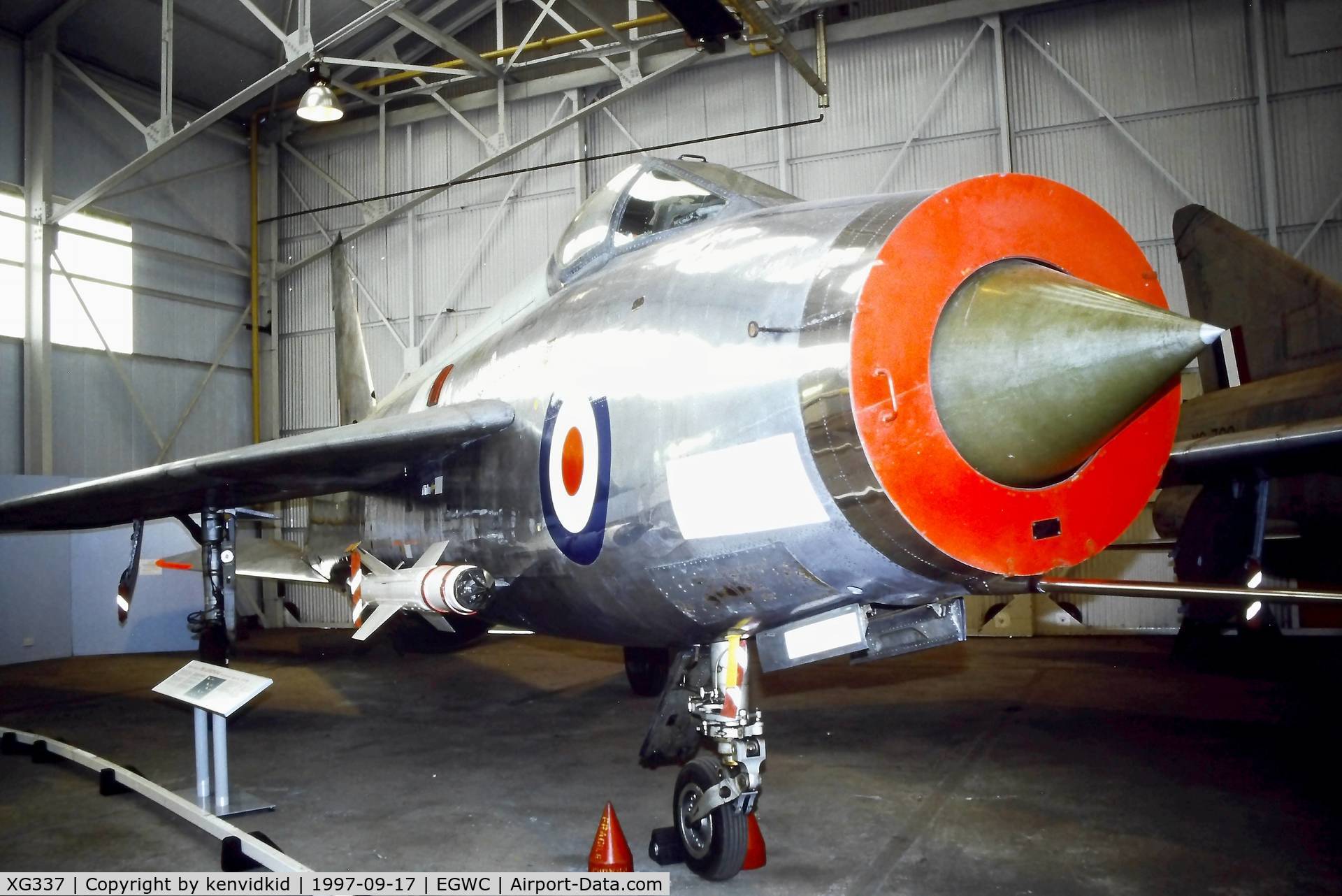 XG337, English Electric Lightning F.1 C/N 95026/1, A visit to Cosford in 1997.