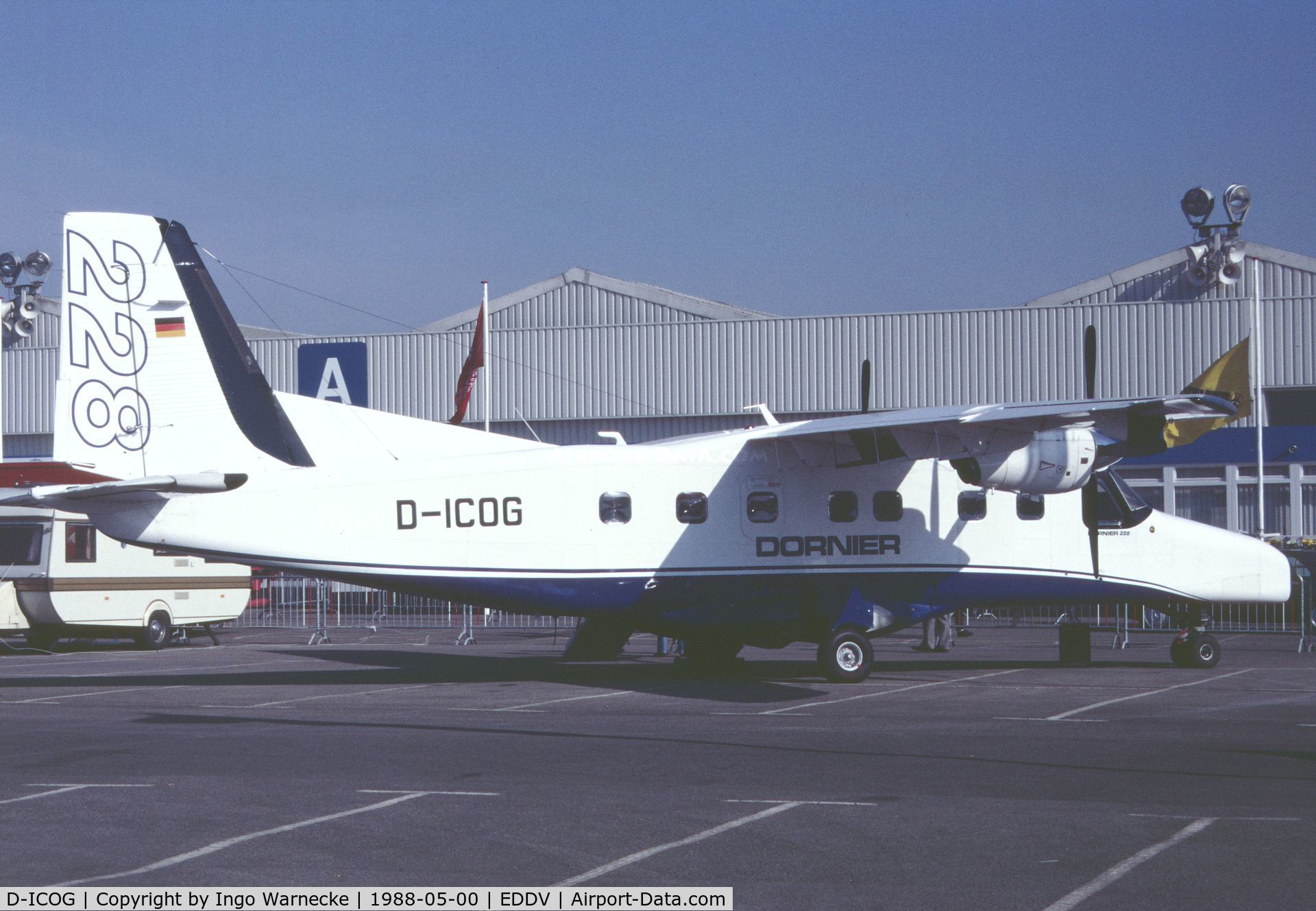 D-ICOG, 1982 Dornier 228-100 C/N 7001, Dornier 228-100 demonstrator at the Internationale Luftfahrtausstellung ILA, Hannover 1988