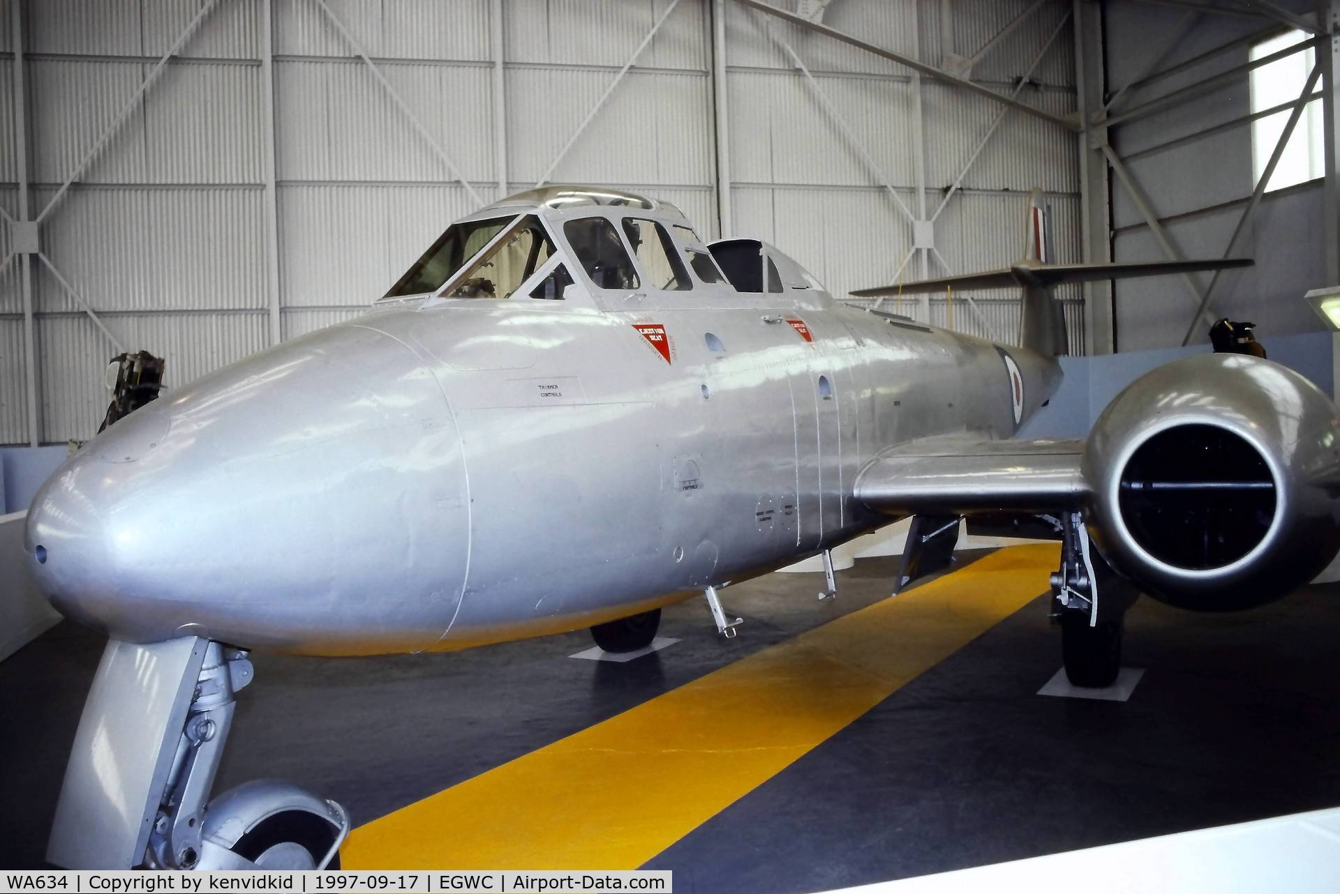 WA634, Gloster Meteor T.7 C/N Not found WA634, A visit to Cosford in 1997.