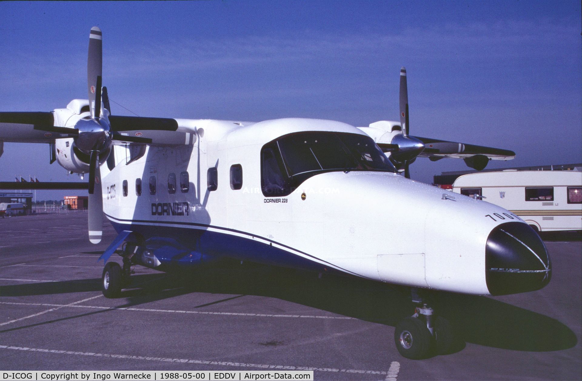 D-ICOG, 1982 Dornier 228-100 C/N 7001, Dornier 228-100 demonstrator at the Internationale Luftfahrtausstellung ILA, Hannover 1988