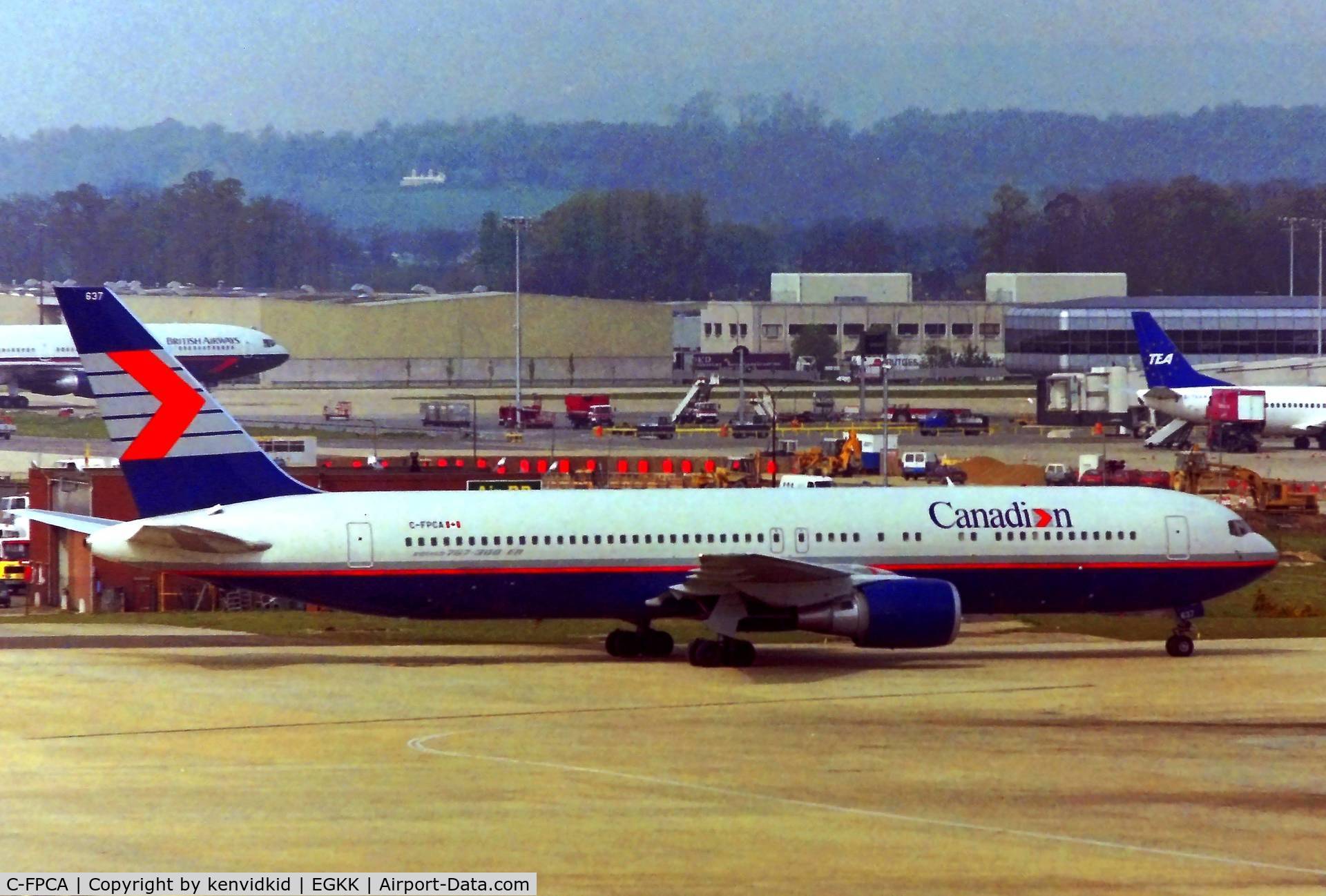 C-FPCA, 1989 Boeing 767-375 C/N 24306, At London Gatwick early 1992.