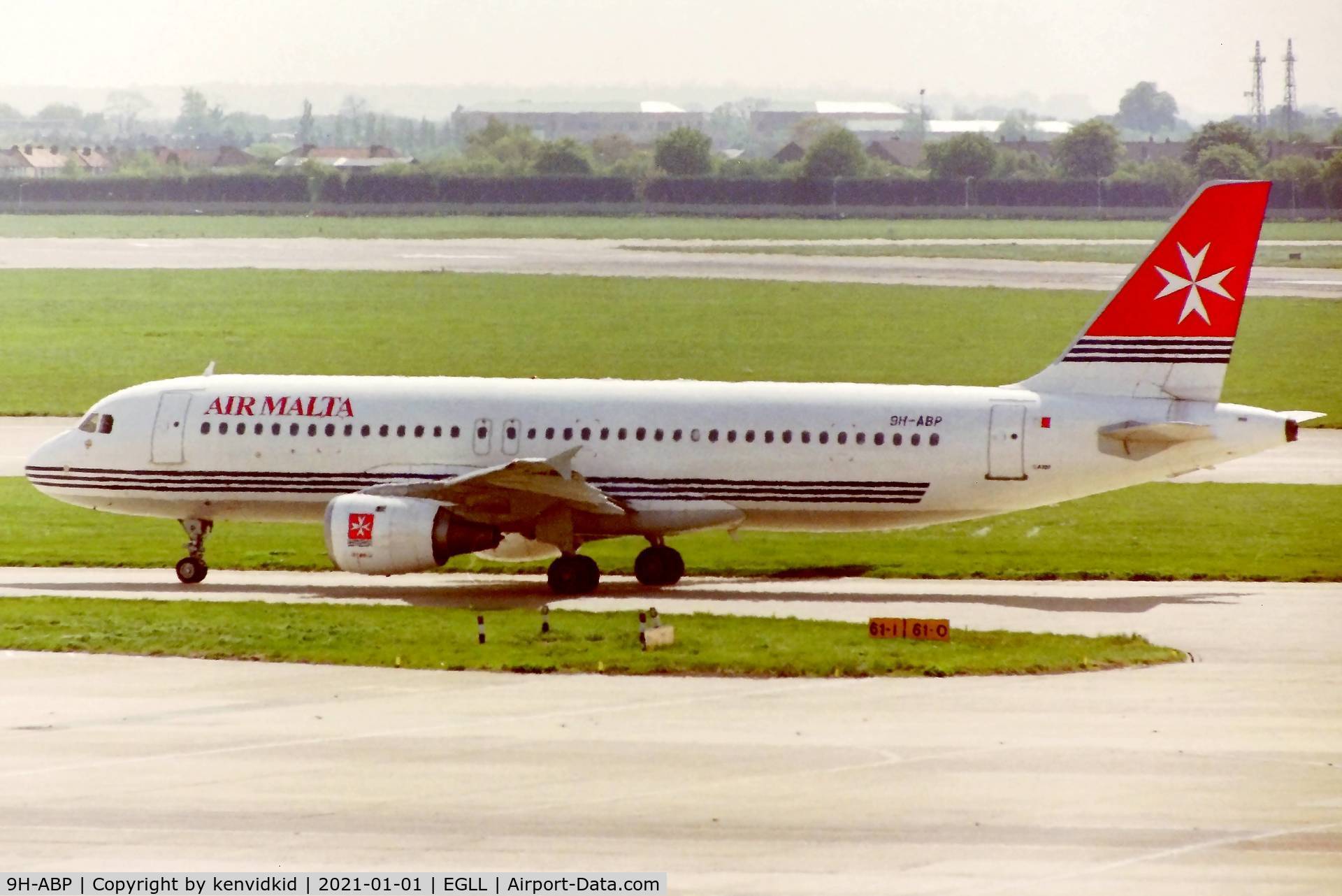 9H-ABP, 1990 Airbus A320-211 C/N 112, At London Heathrow early 1990''s