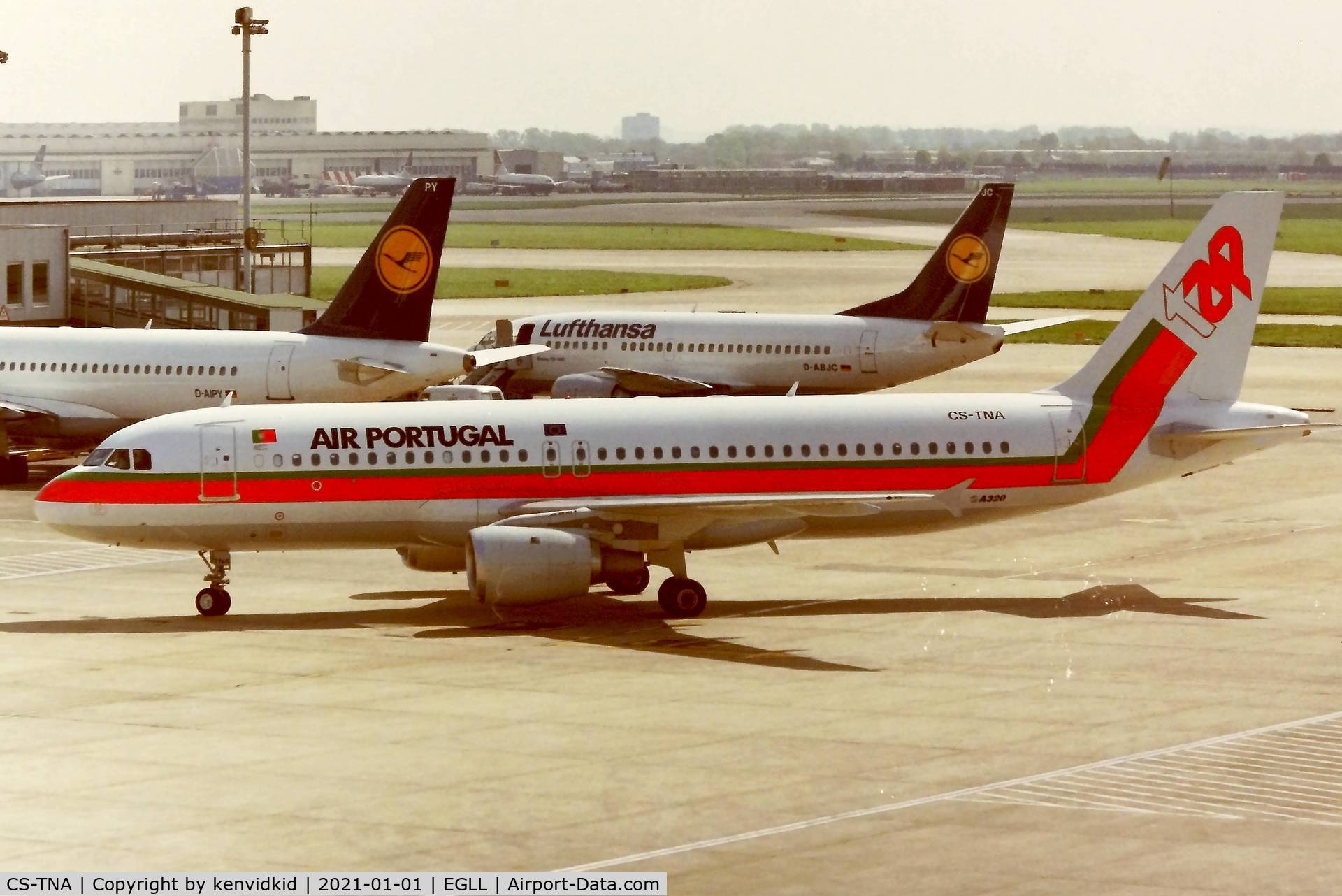 CS-TNA, 1991 Airbus A320-211 C/N 185, At London Heathrow early 1990''s