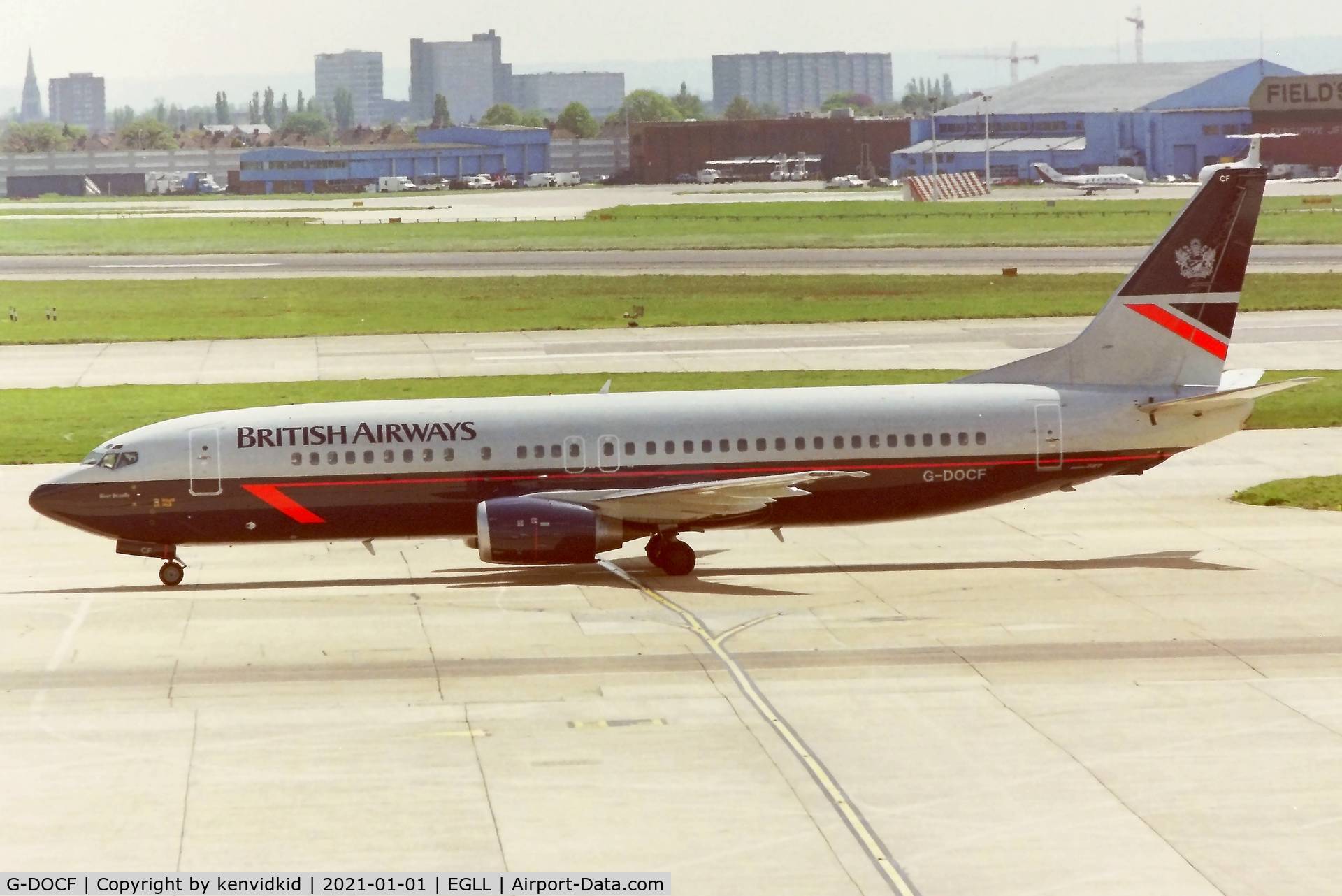 G-DOCF, 1991 Boeing 737-436 C/N 25407, At London Heathrow early 1990''s