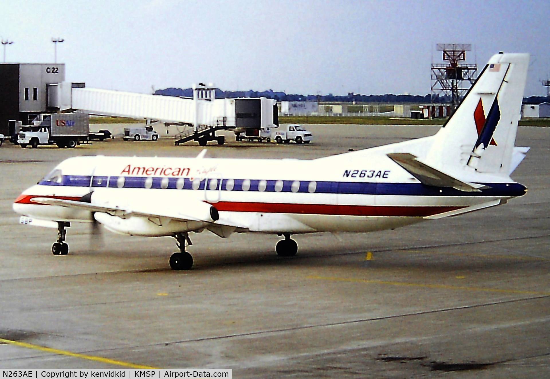 N263AE, 1991 Saab 340B C/N 340B-263, At Minneapolis St Paul (MSP) 1993.