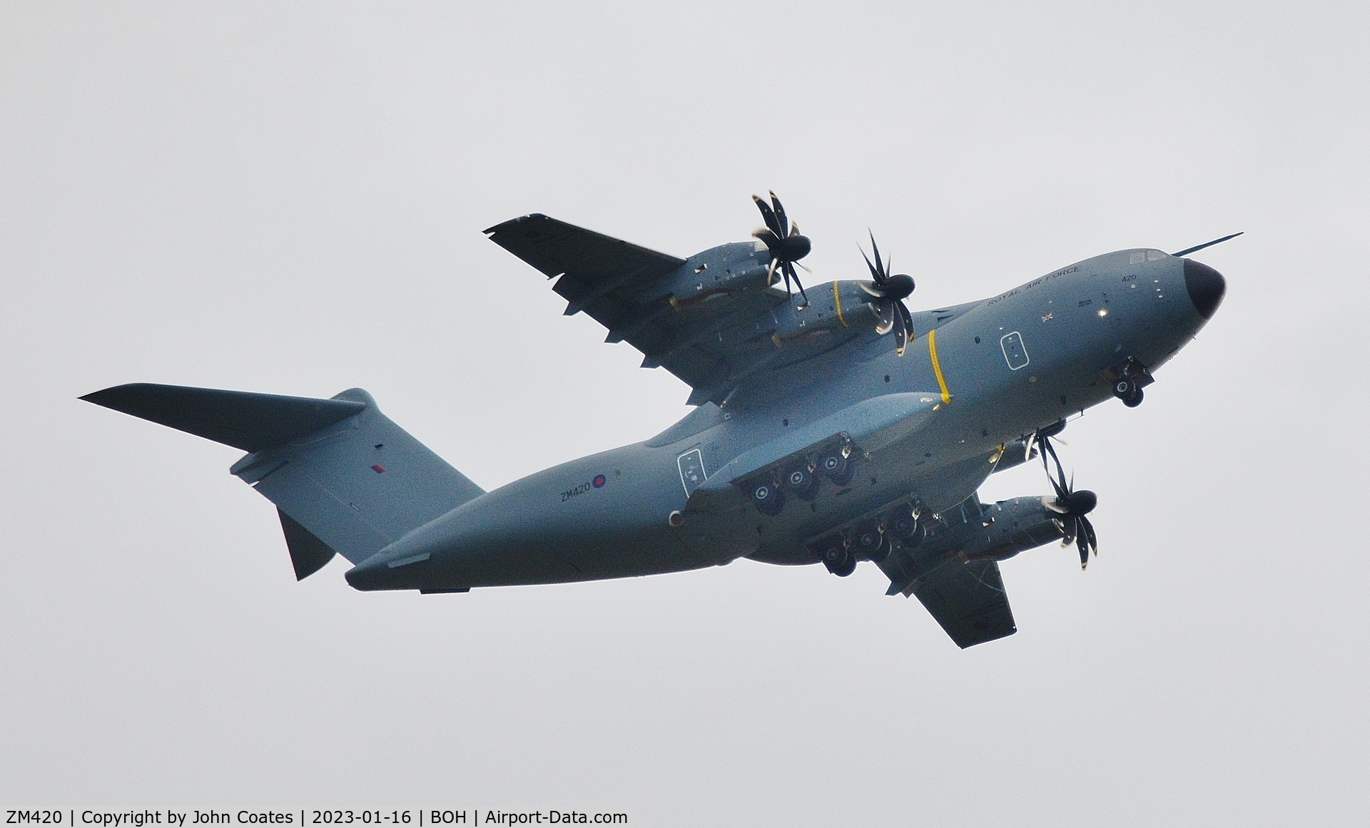 ZM420, Airbus 400M-180 Atlas C.1 C/N 056, Climbing after missed approach in training