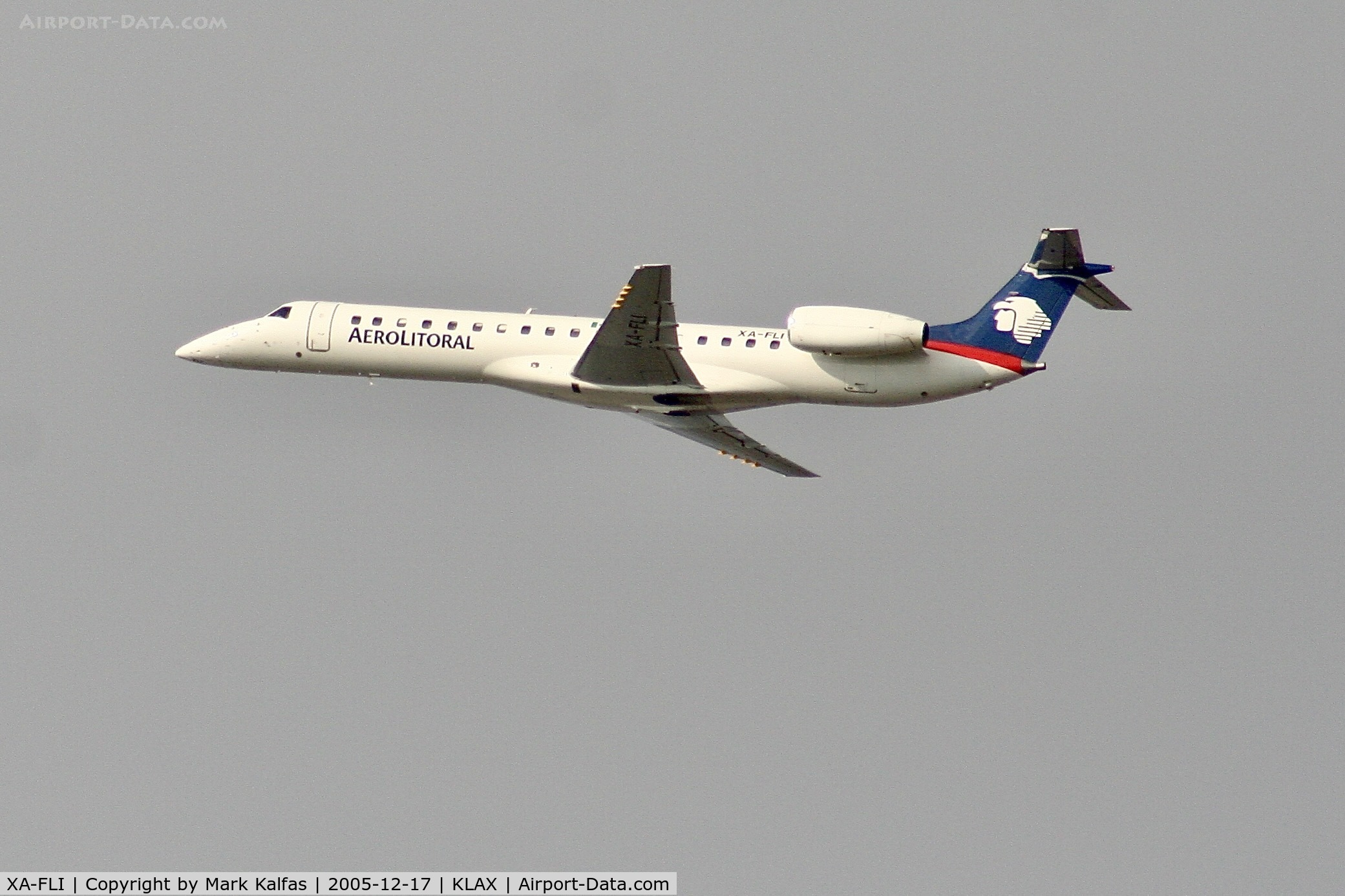 XA-FLI, 1999 Embraer ERJ-145LR (EMB-145LR) C/N 145203, AeroLitoral Embraer ERJ-145LR, XA-FLI departing 25R LAX