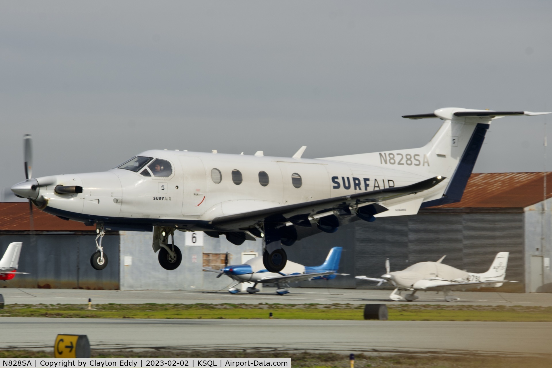 N828SA, 2015 Pilatus PC-12/47E C/N 1525, San Carlos Airport in California 2023.