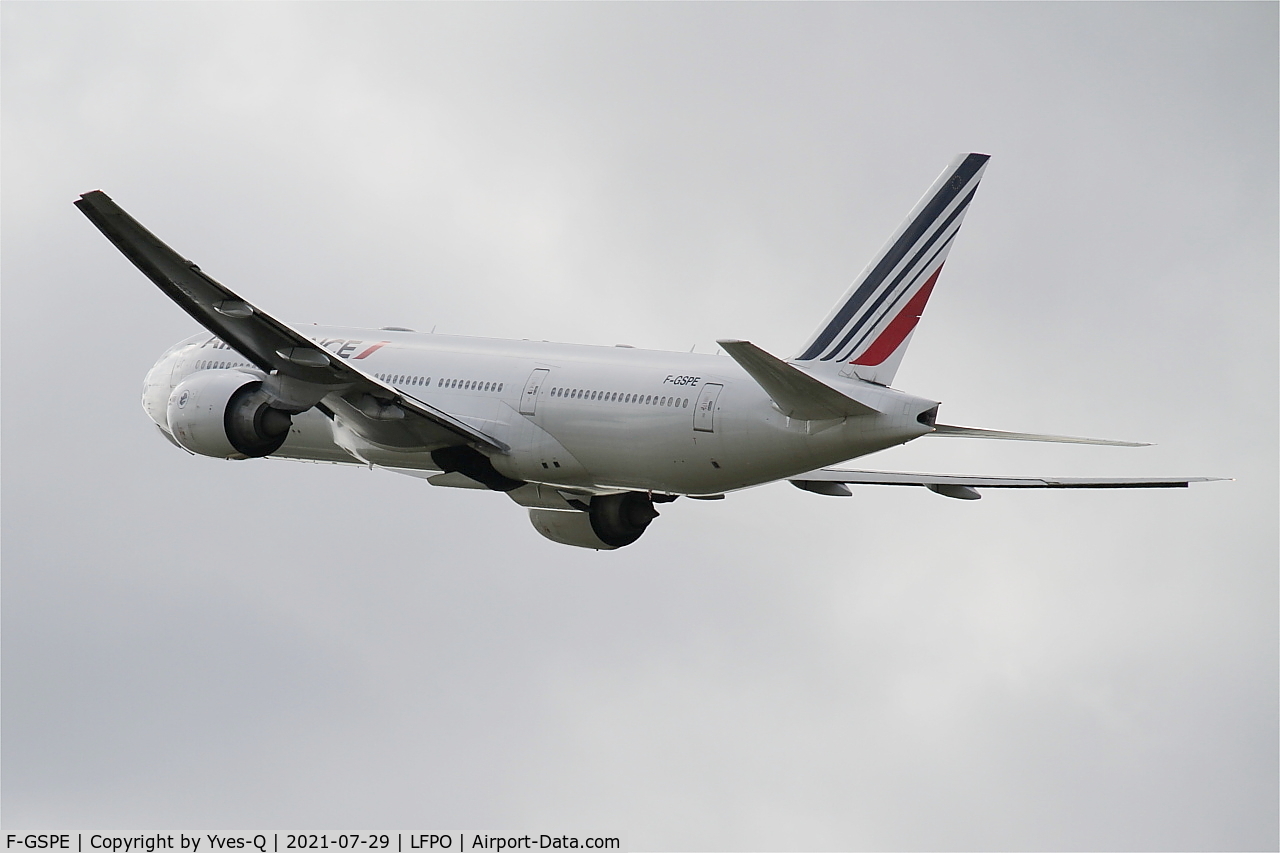 F-GSPE, 1999 Boeing 777-228/ER C/N 29006, Boeing 777-228-ER, Climbing from rwy 24,Paris Orly airport (LFPO-ORY)