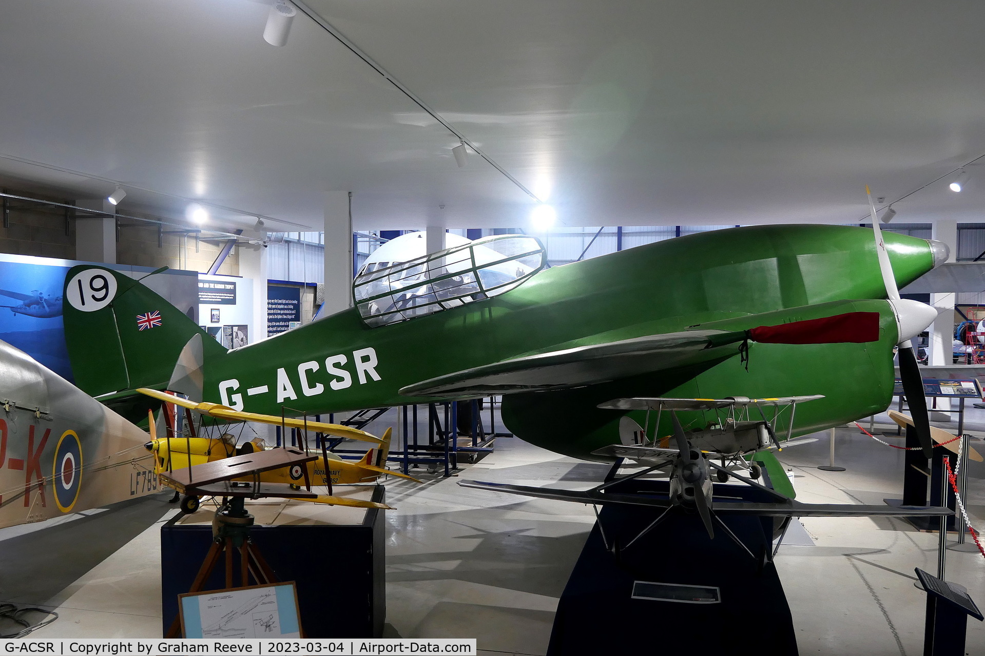 G-ACSR, 1934 De Havilland DH-88 Comet C/N 1995, On display at the De Havilland Museum, London Colney.