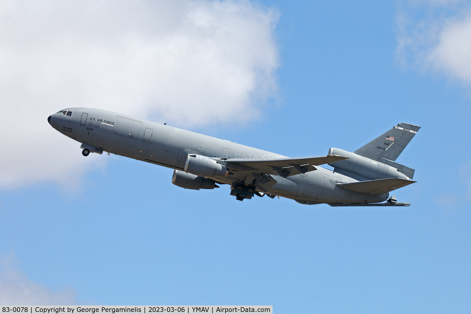 83-0078, 1983 McDonnell Douglas KC-10A Extender C/N 48219, Departing for home after the airshow.